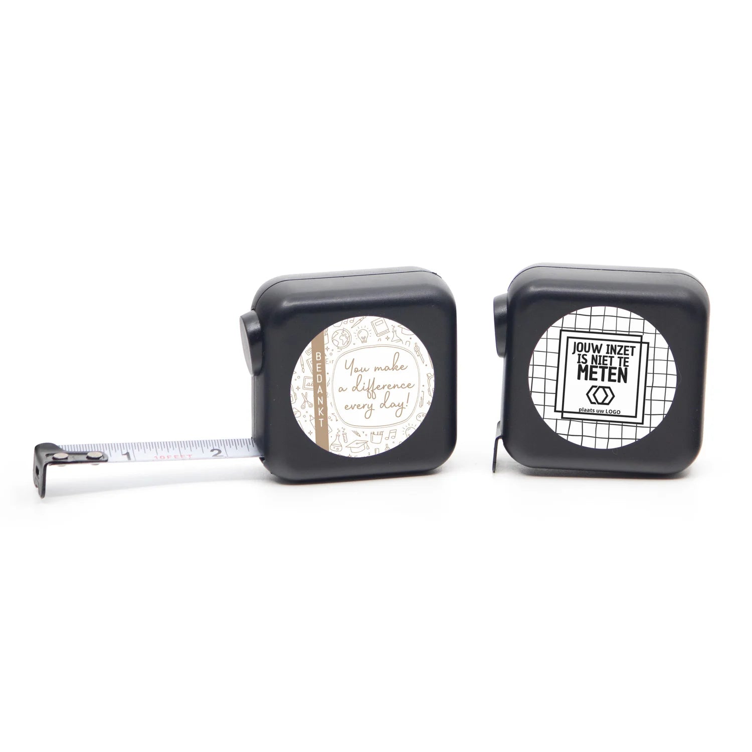 Vierkante rolmaat 3 meter met eigen etiket - Dag van de Leraar - Bedankjes.nl