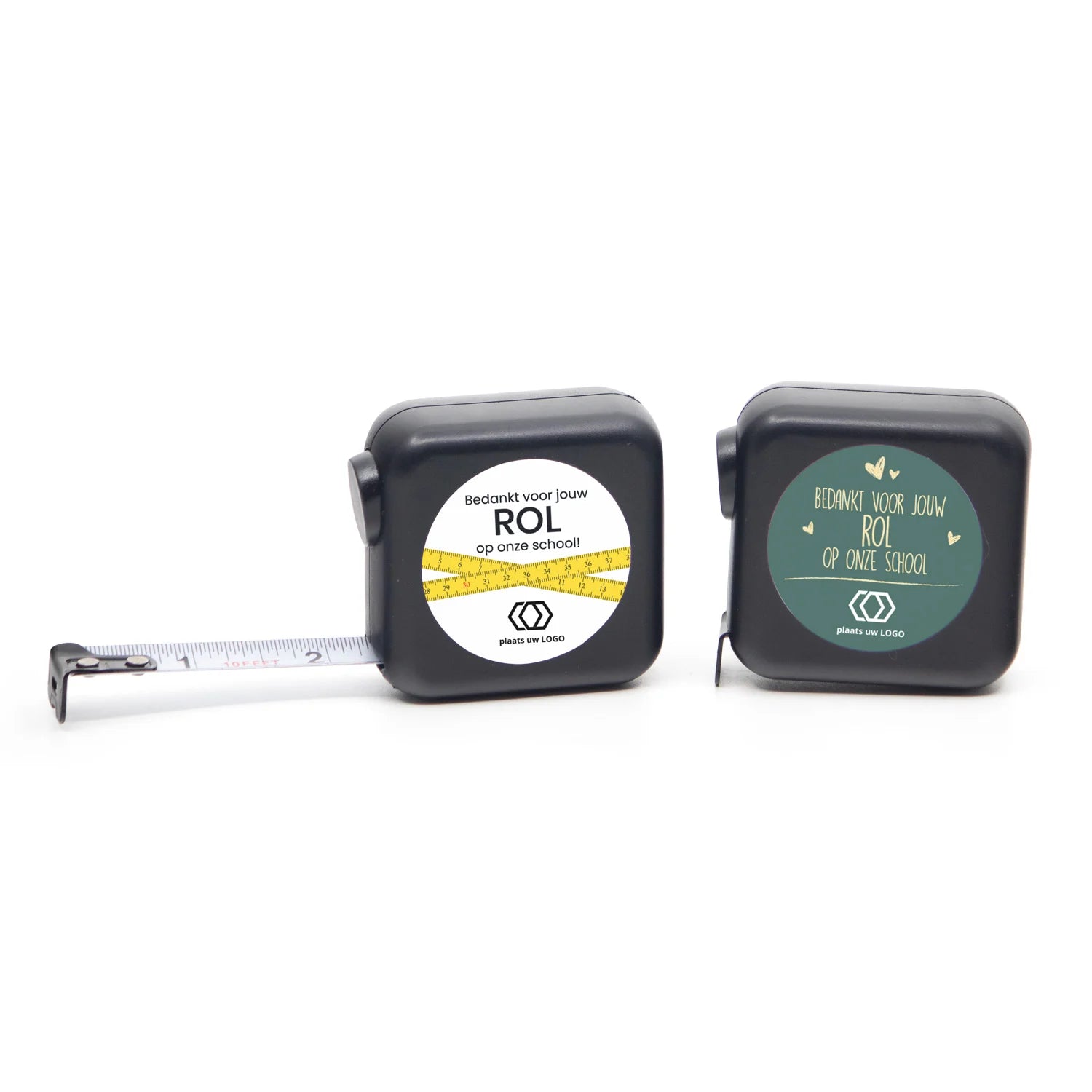Vierkante rolmaat 3 meter met eigen etiket - Dag van de Leraar - Bedankjes.nl