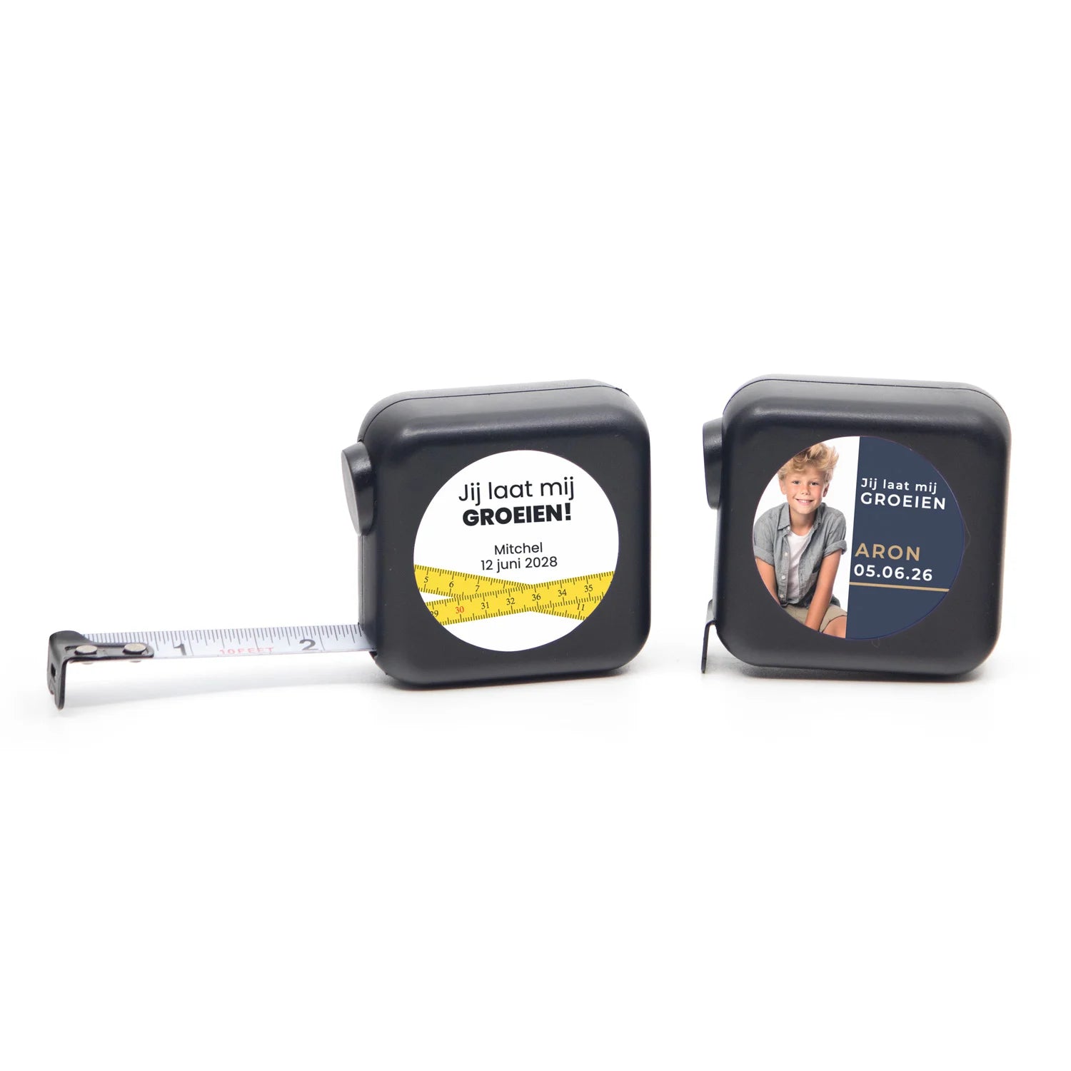 Vierkante rolmaat met eigen etiket - Communie jongens - Bedankjes.nl