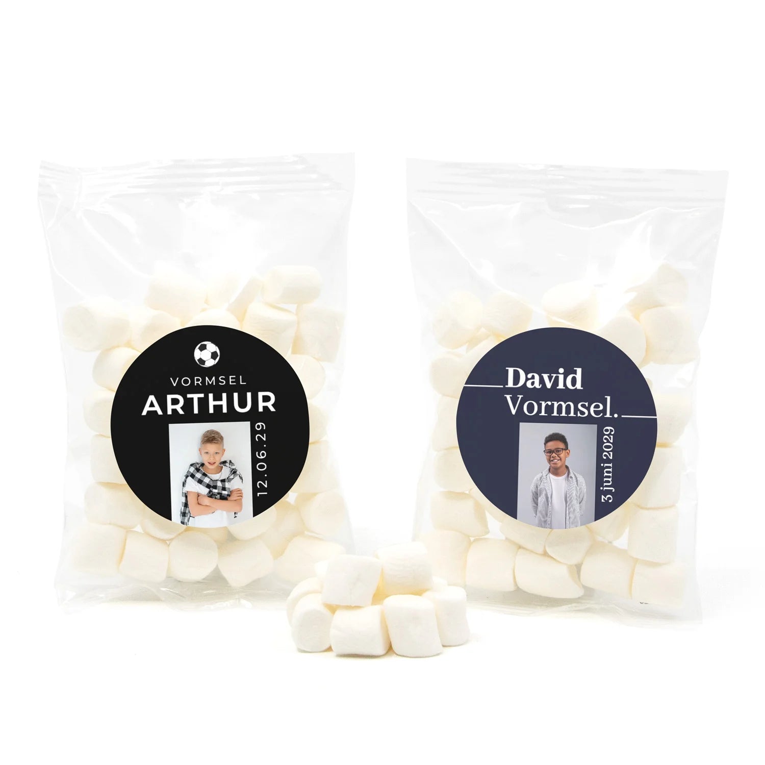 Zakje mini spekjes met eigen etiket - Communie jongens