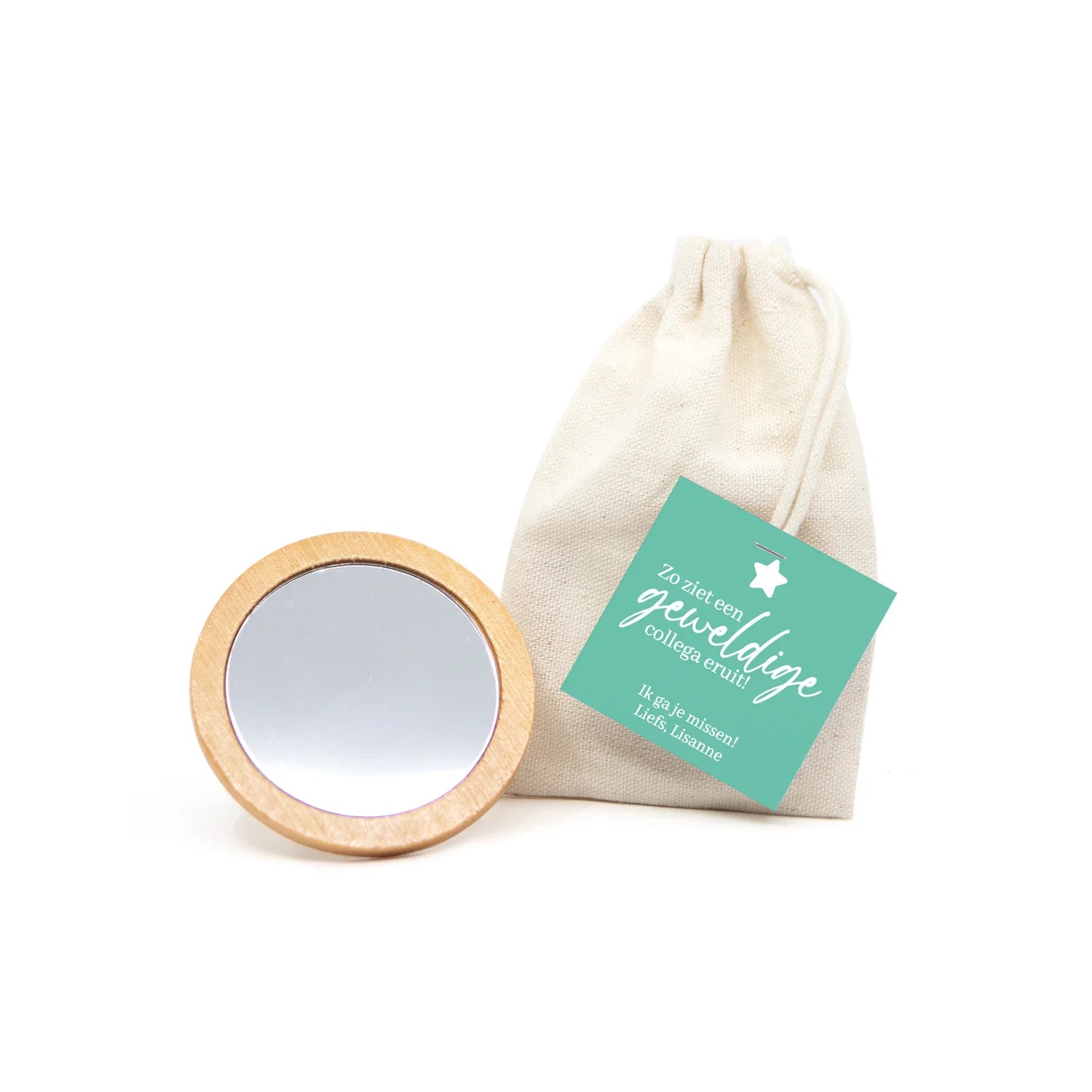 Spiegeltje met eigen kaartje - Collega - Bedankjes.nl