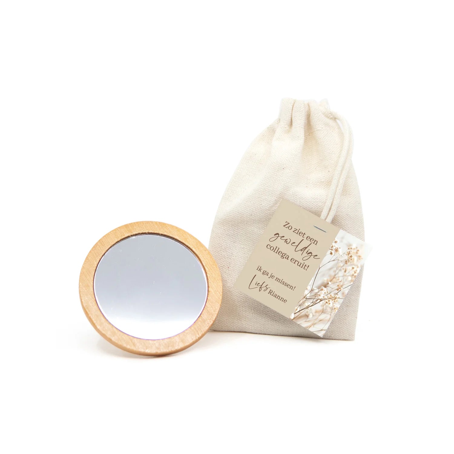 Spiegeltje met eigen kaartje - Collega - Bedankjes.nl
