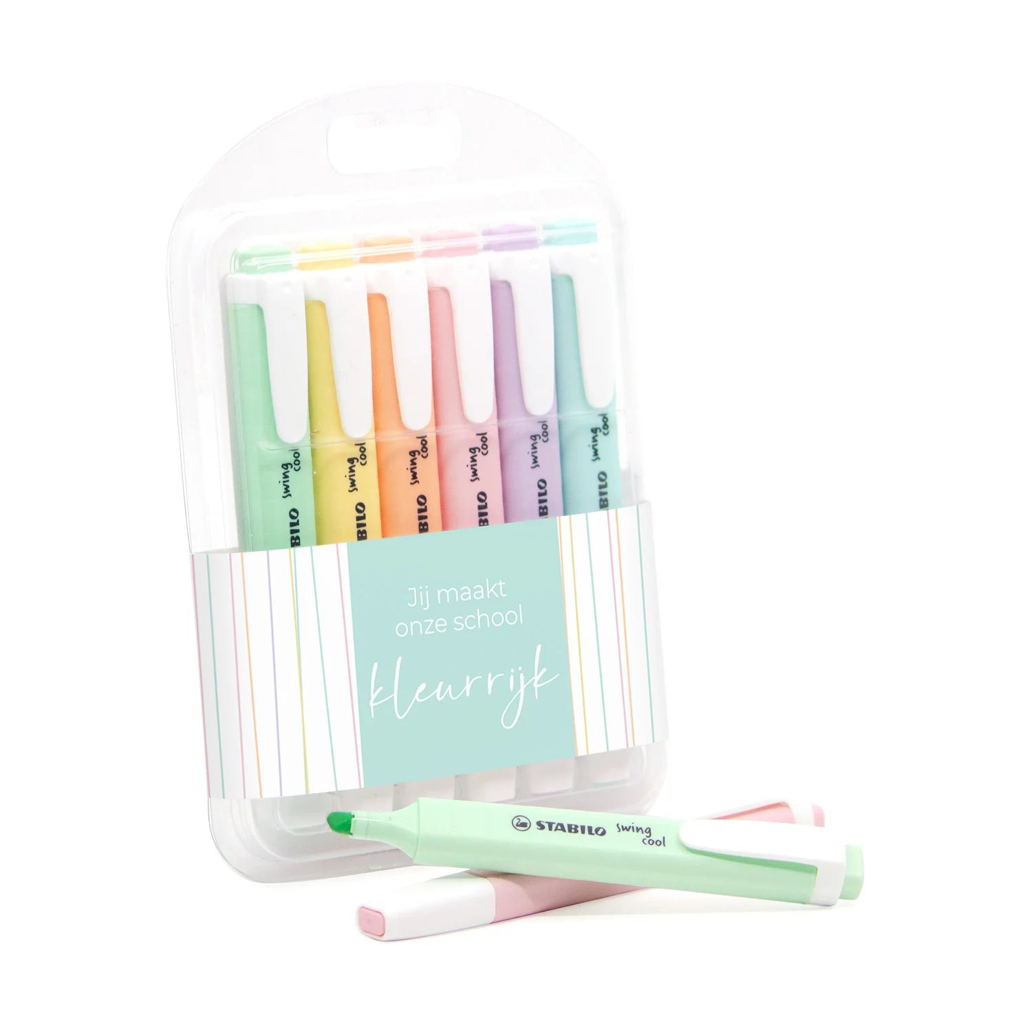 Mapje Stabilo markeerstiften met eigen wikkel - Leraar - Bedankjes.nl