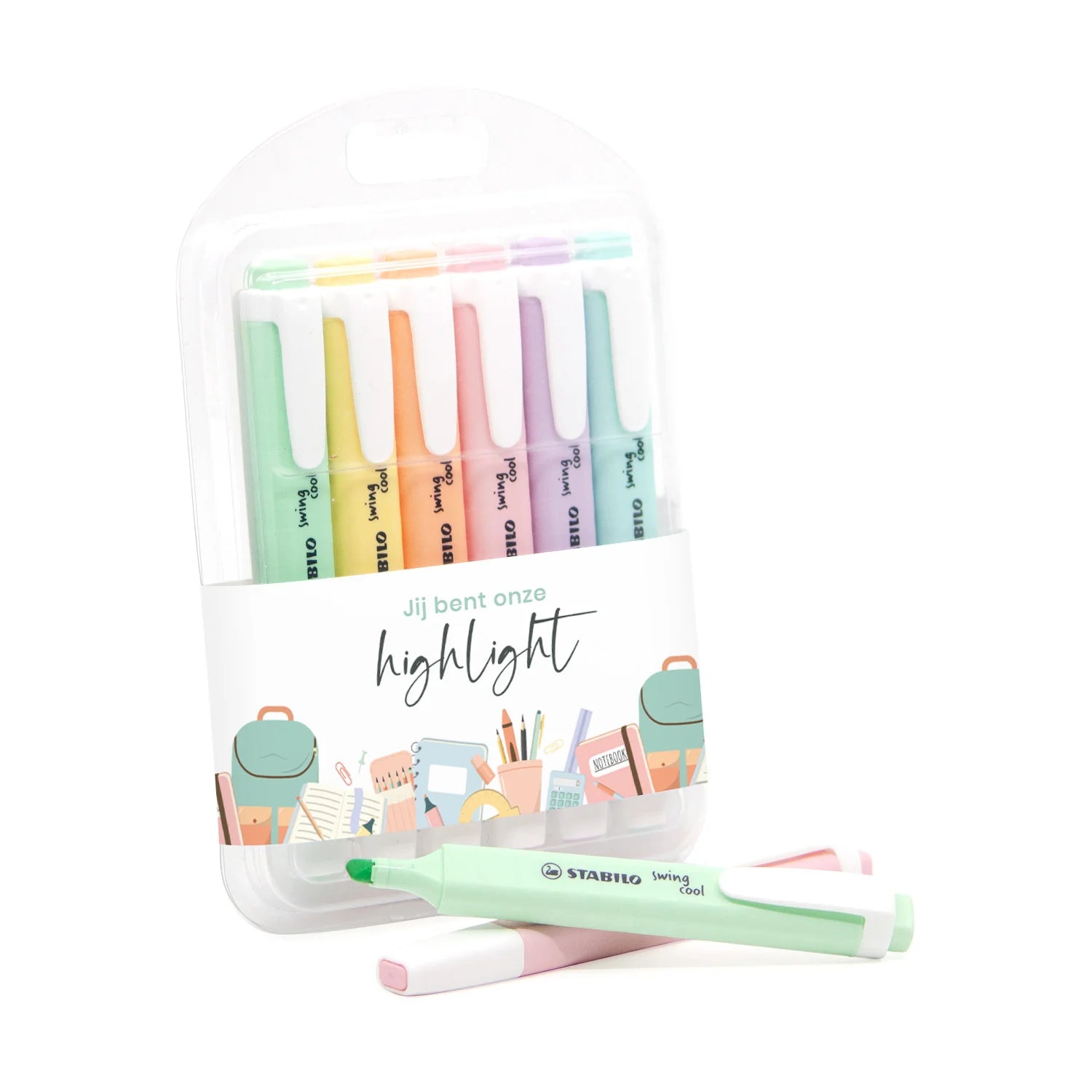 Mapje Stabilo markeerstiften met eigen wikkel - Leraar - Bedankjes.nl