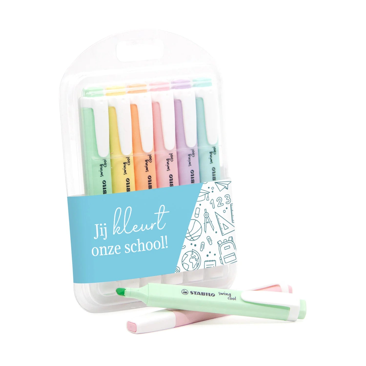 Mapje Stabilo markeerstiften met eigen wikkel - Leraar - Bedankjes.nl
