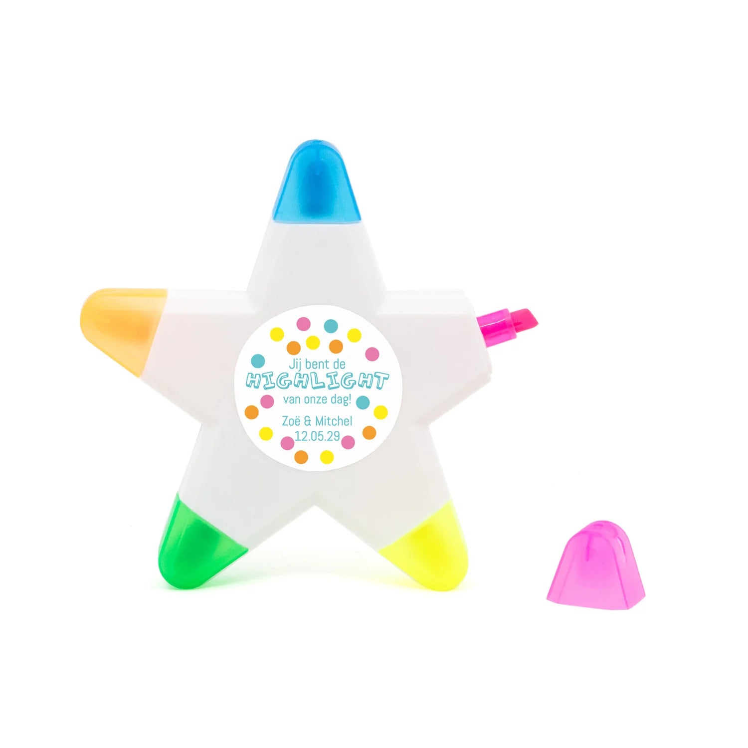 Highlight ster met eigen etiket - Trouwen - Bedankjes.nl