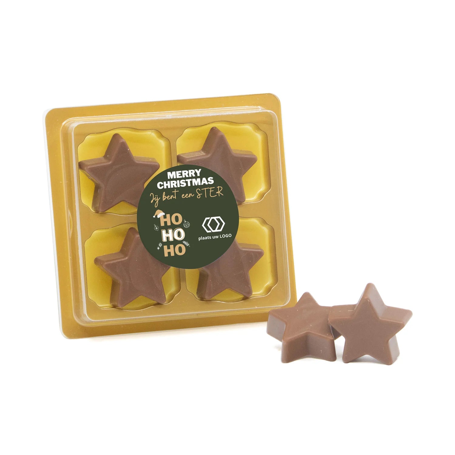 Chocolade kerststerren in blister 4 - Kerst - Bedankjes.nl