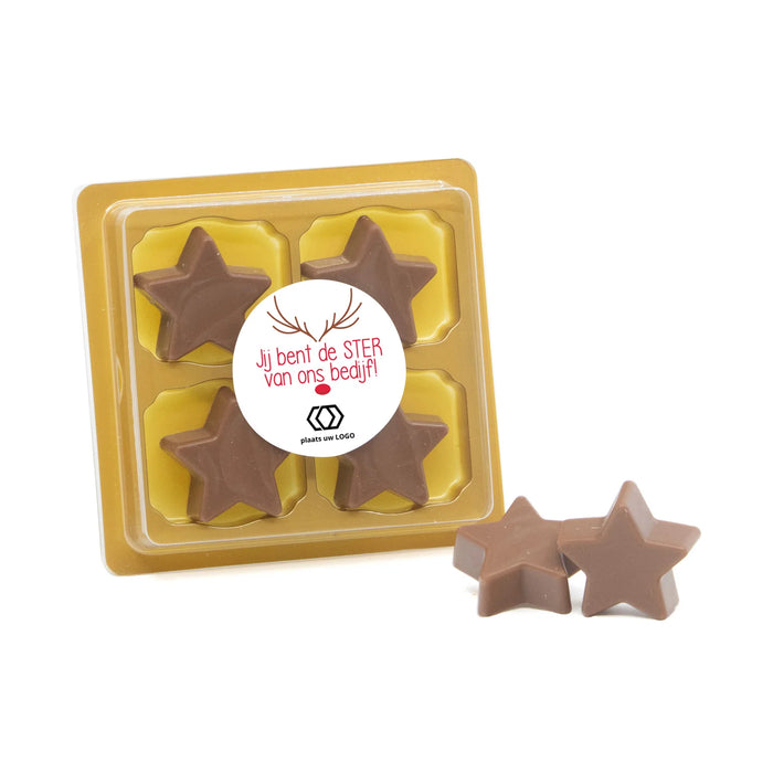 Chocolade kerststerren in blister 4 - Kerst Chocolade kerststerren in blister 4 - Kerst