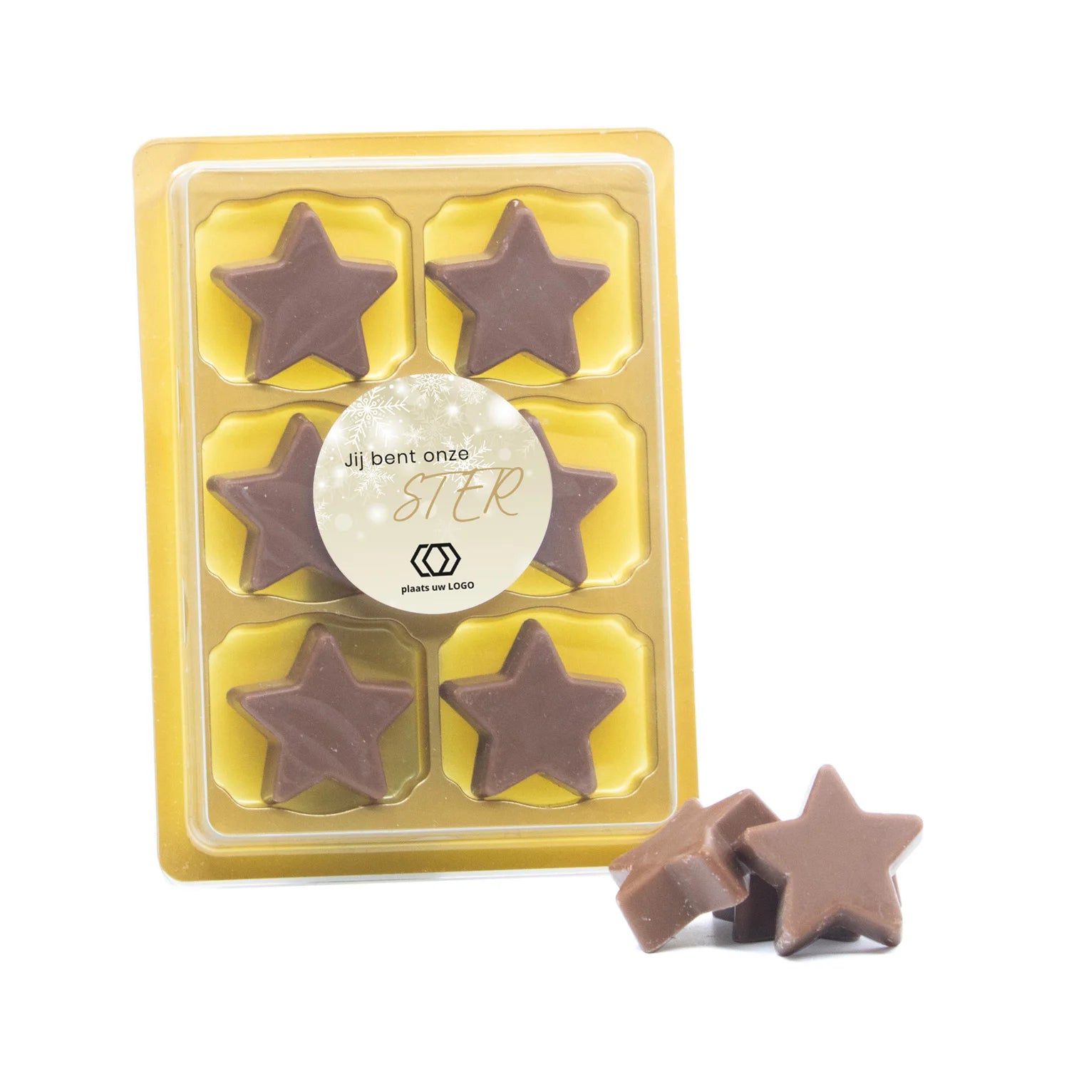 Chocolade kerststerren in blister 6 - Kerst - Bedankjes.nl
