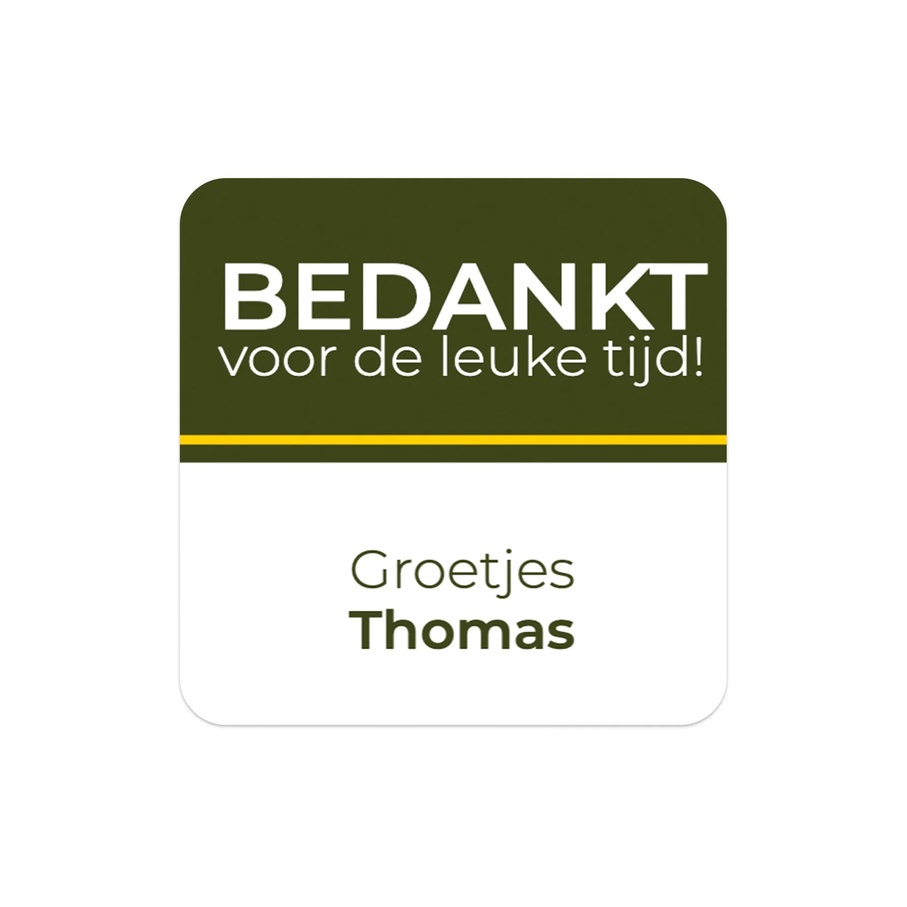Persoonlijke vierkante stickers 15 stuks (5 x 5cm) - Collega - Bedankjes.nl