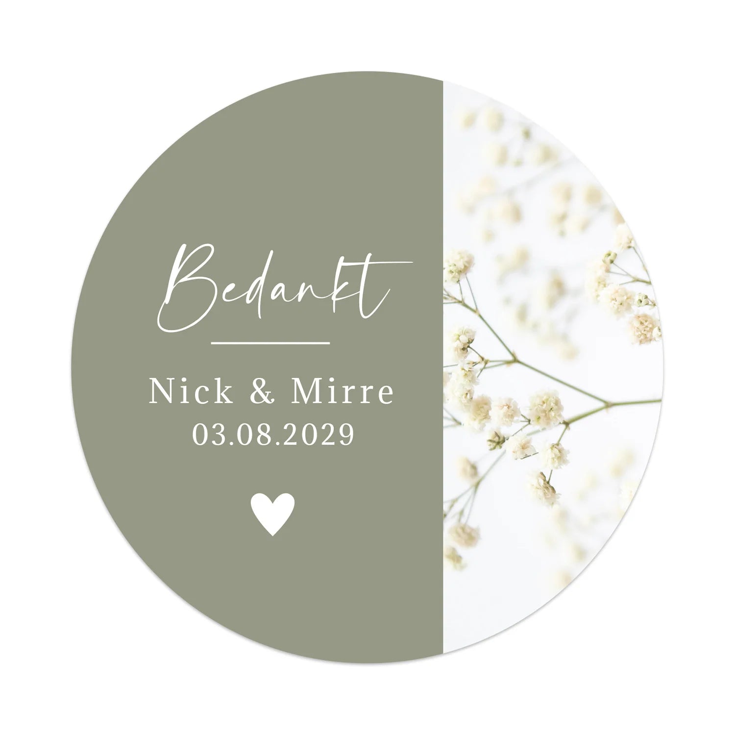 Persoonlijke stickers 12 stuks (6,35cm) - Trouwen - Bedankjes.nl