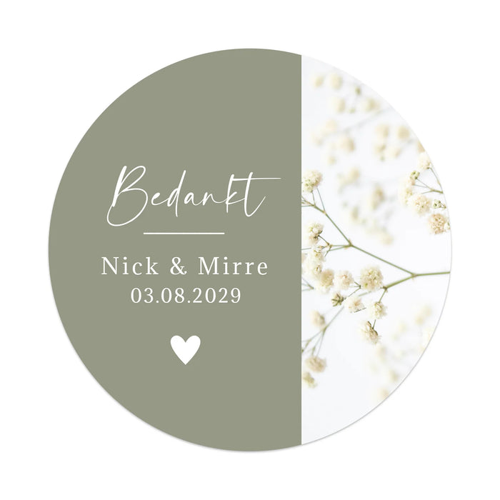 Persoonlijke stickers 12 stuks (6,35cm) - Trouwen Persoonlijke stickers 12 stuks (6,35cm) - Trouwen