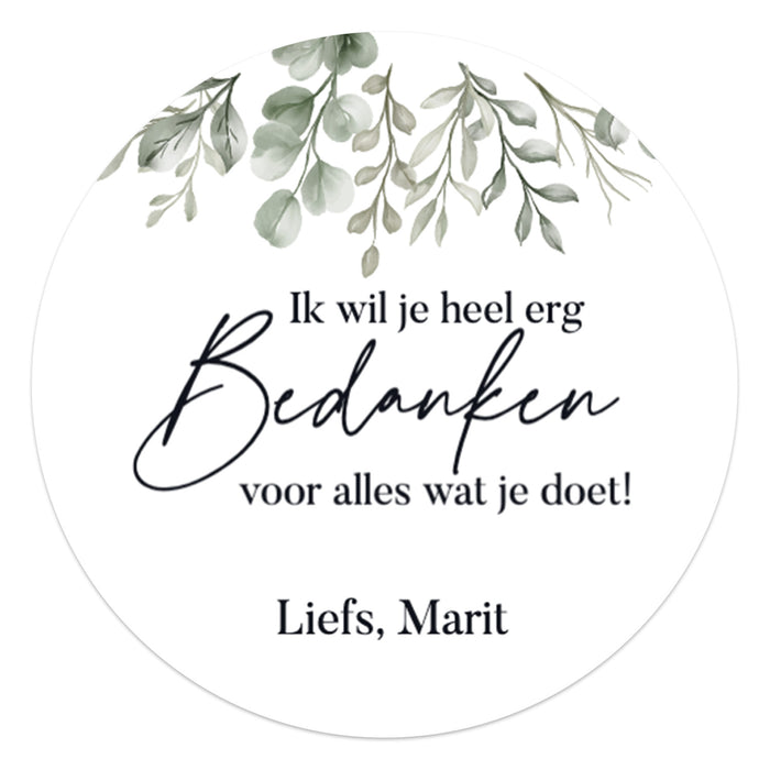 Persoonlijke stickers 6 stuks (7,5cm) - Bedankt Persoonlijke stickers 6 stuks (7,5cm) - Bedankt