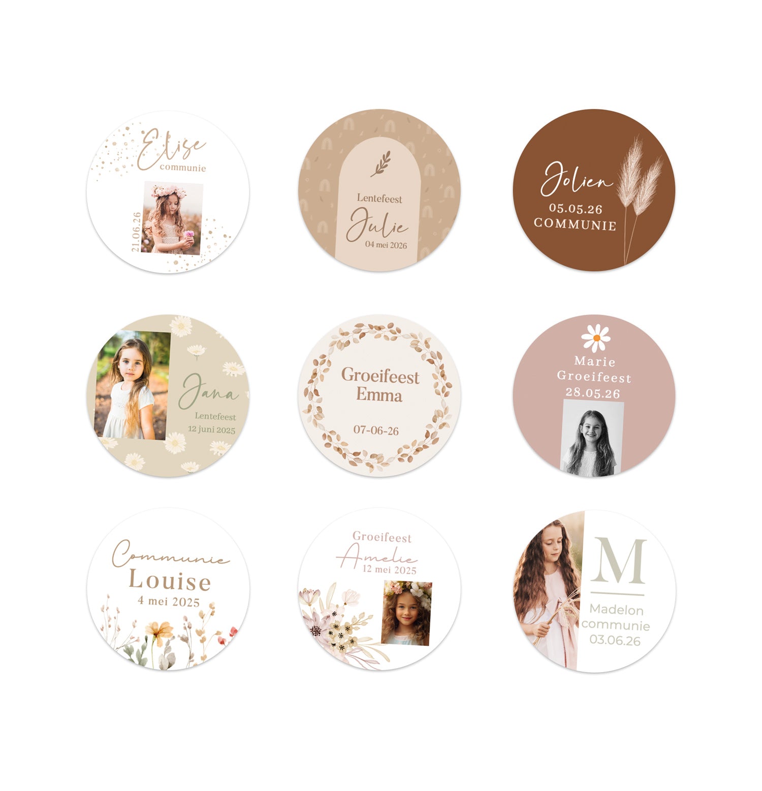 Stickers 30 stuks (3,5cm) - Communie meisjes - Bedankjes.nl