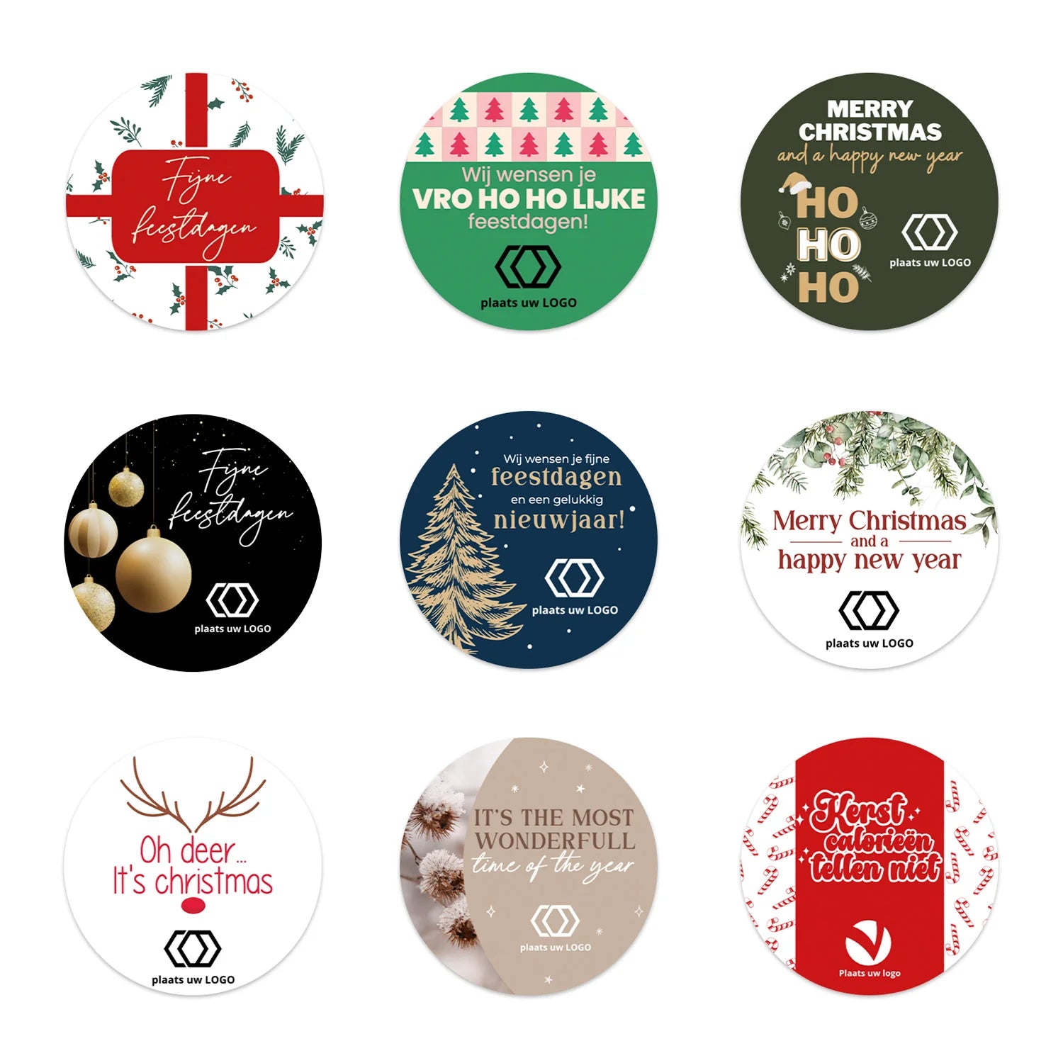 Persoonlijke stickers 24 stuks (4cm)- Kerst - Bedankjes.nl