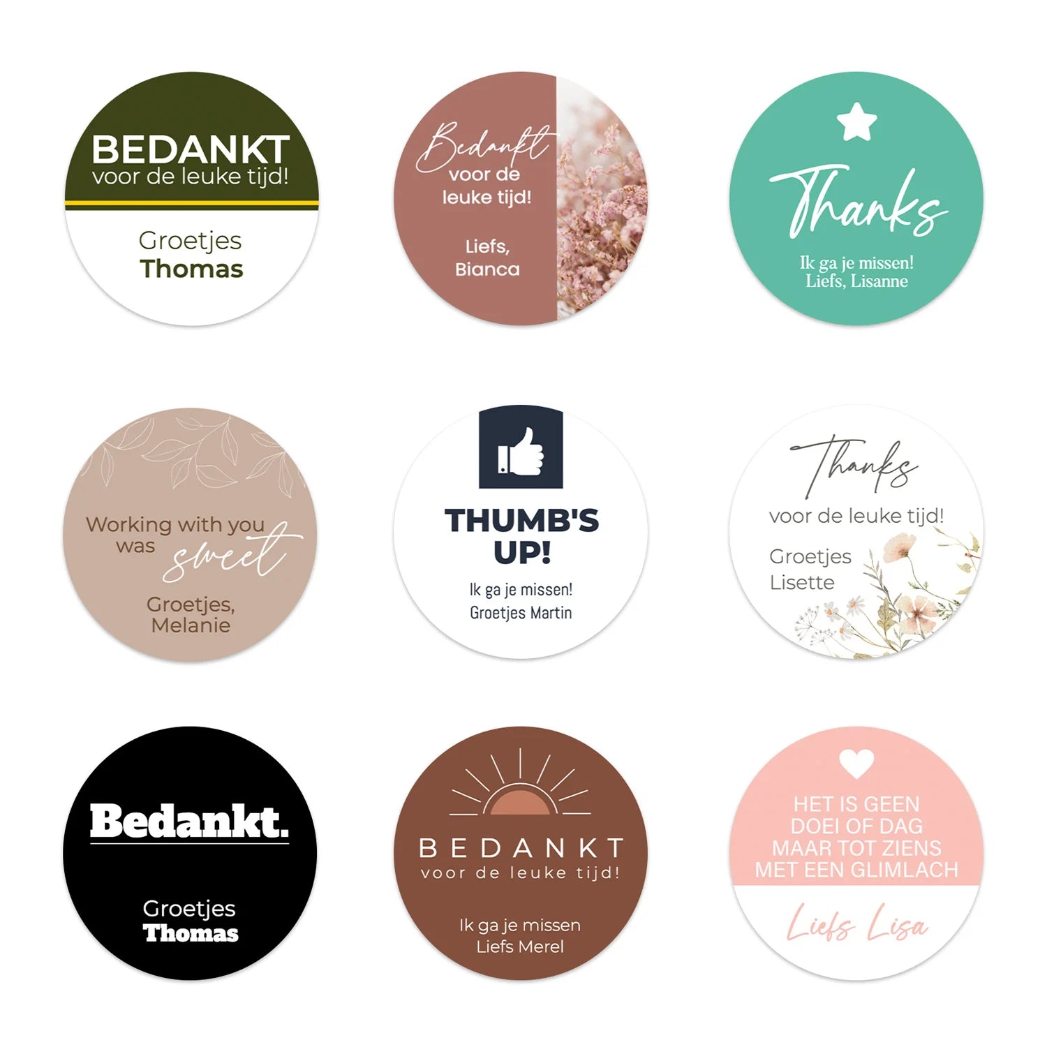 Persoonlijke stickers 24 stuks (4cm)- Collega - Bedankjes.nl