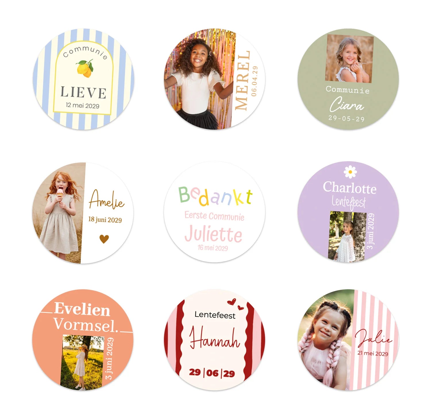 Stickers 24 stuks (4cm) - Communie meisjes