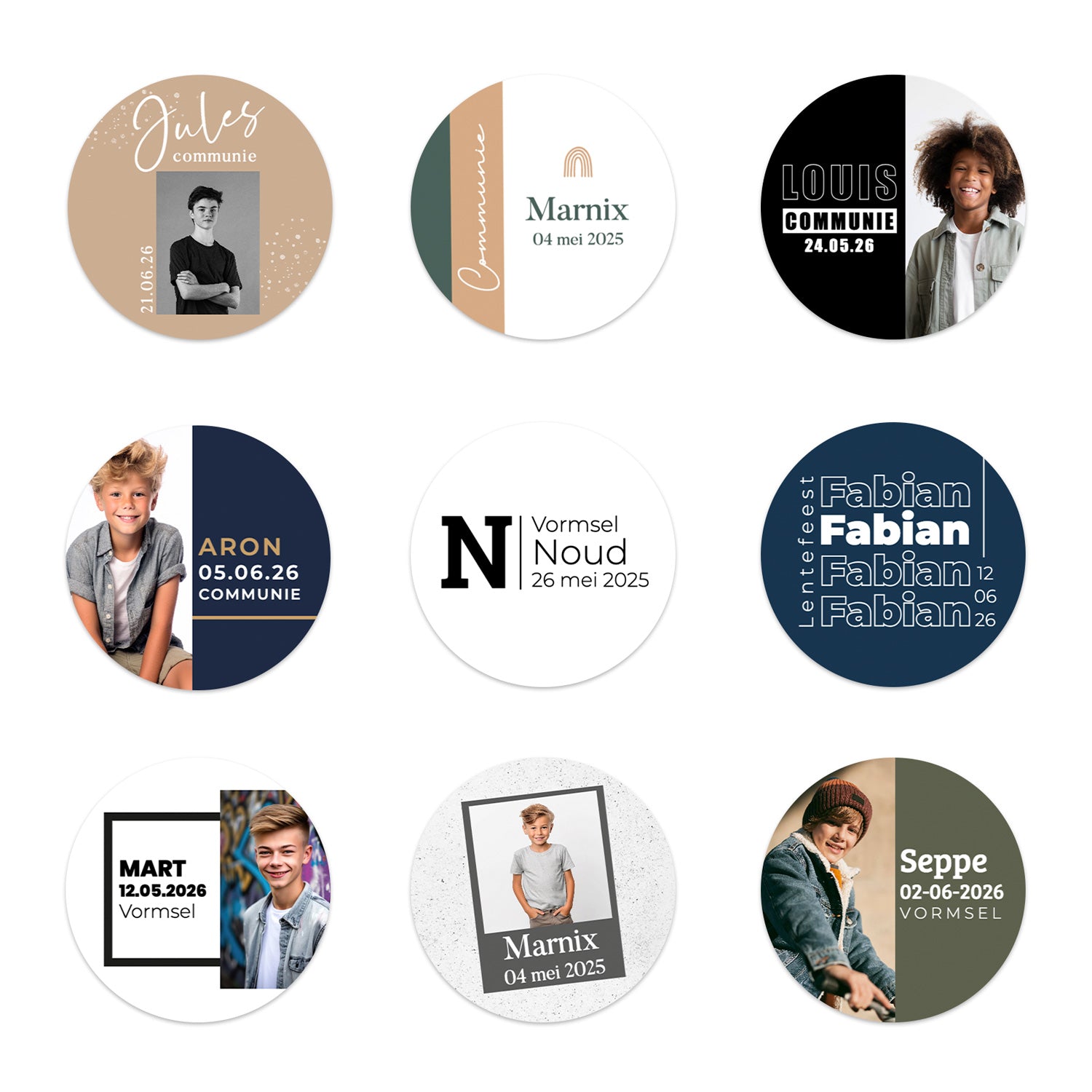 Stickers 24 stuks (4cm) - Communie jongens - Bedankjes.nl