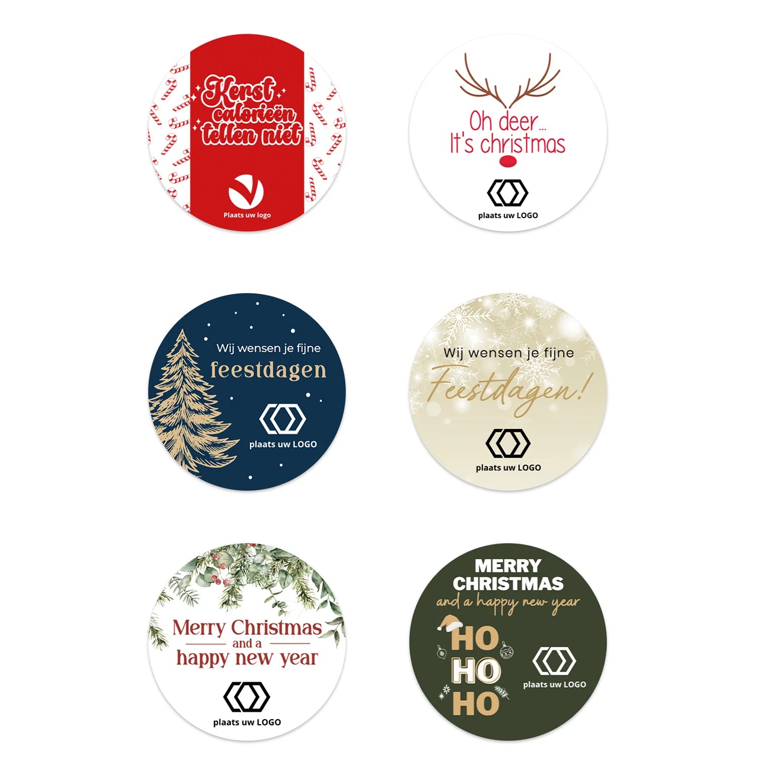 Persoonlijke stickers 18 stuks (5cm) - Kerst - Bedankjes.nl
