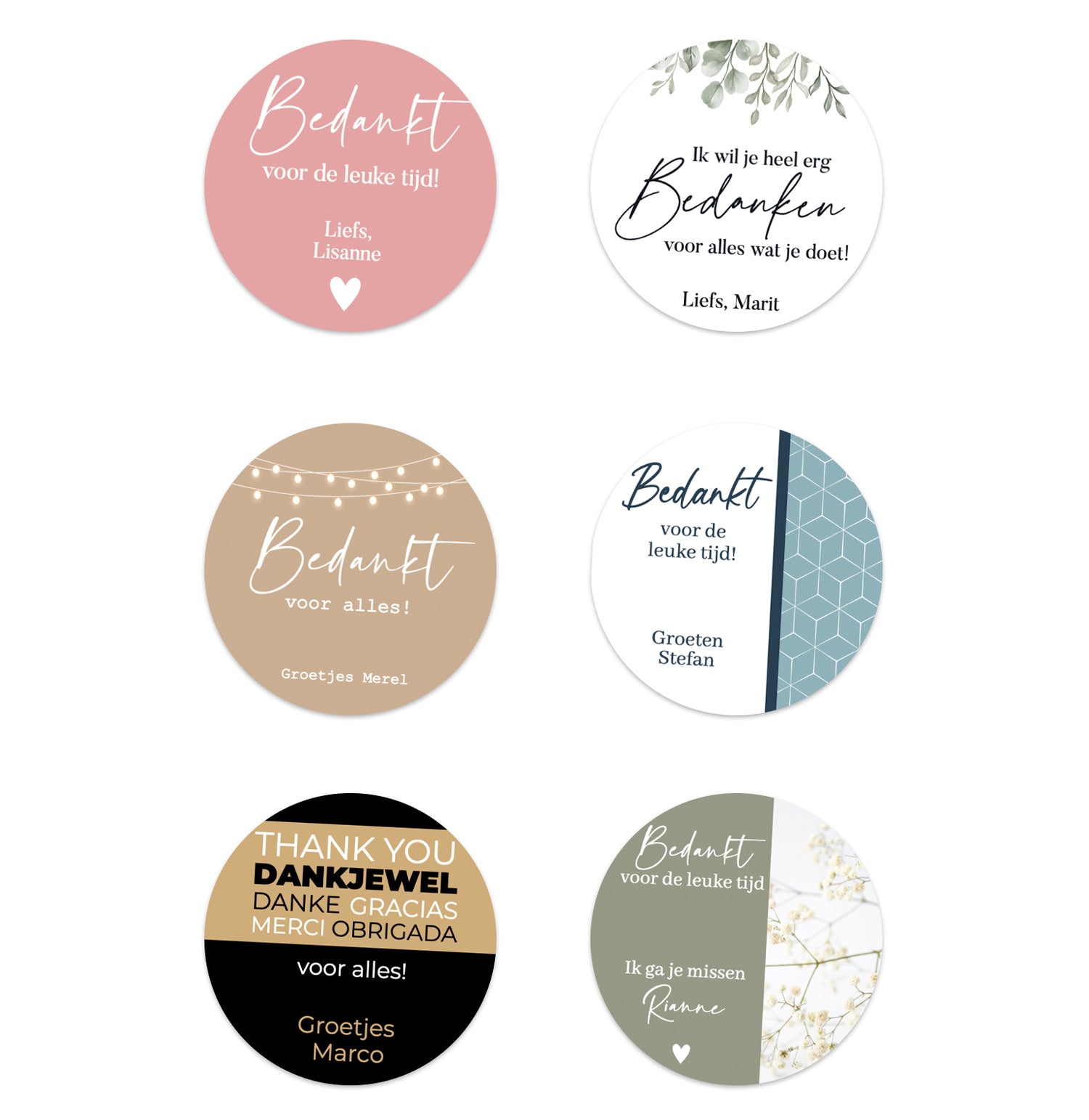 Persoonlijke stickers 18 stuks (5cm) - Bedankt - Bedankjes.nl
