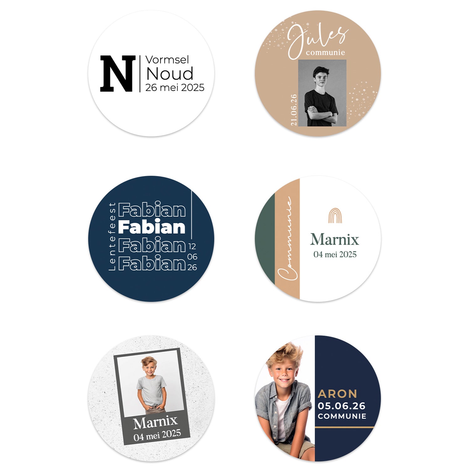 Stickers 18 stuks (5cm) - Communie jongens - Bedankjes.nl