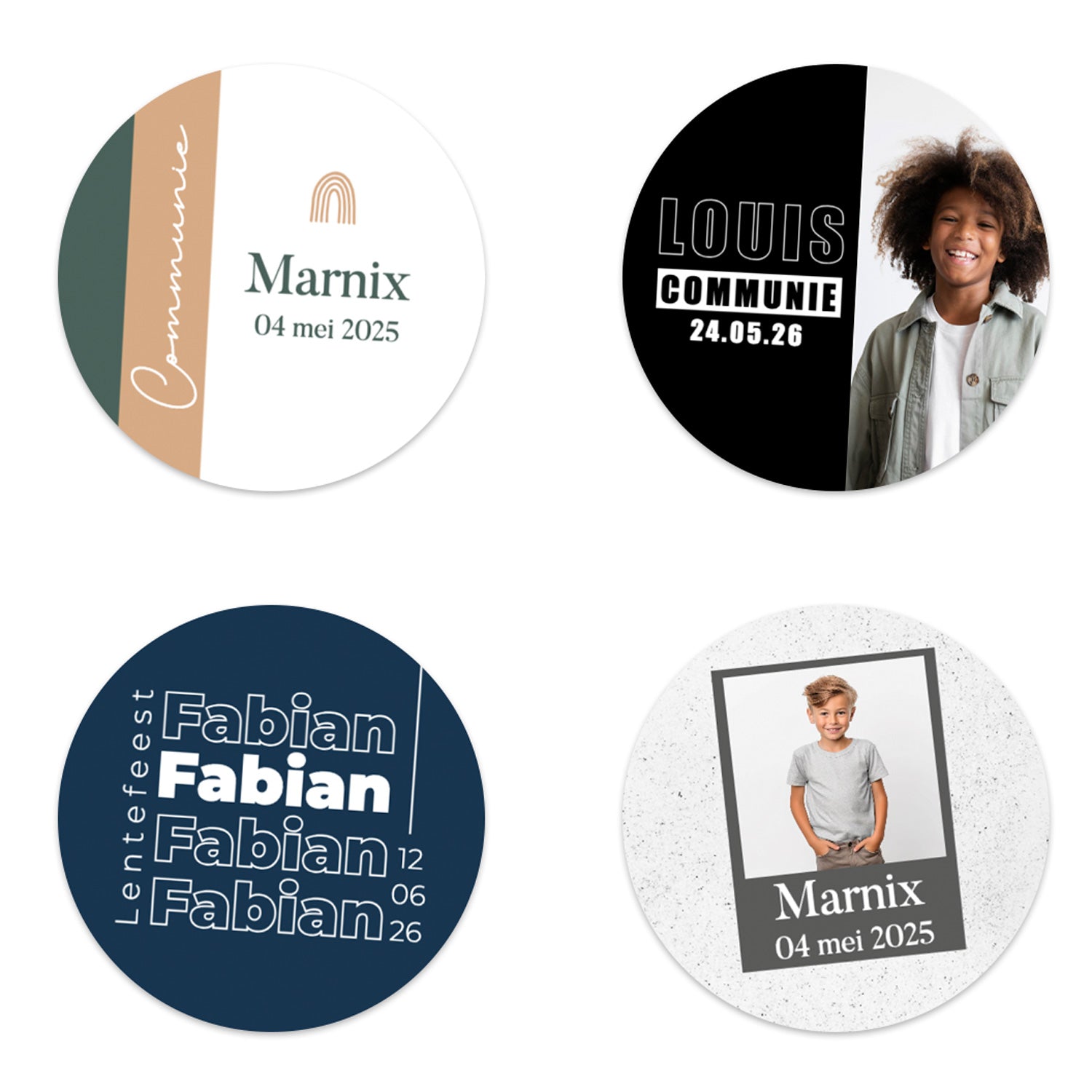 Stickers 6 stuks (7,5cm) - Communie jongens - Bedankjes.nl