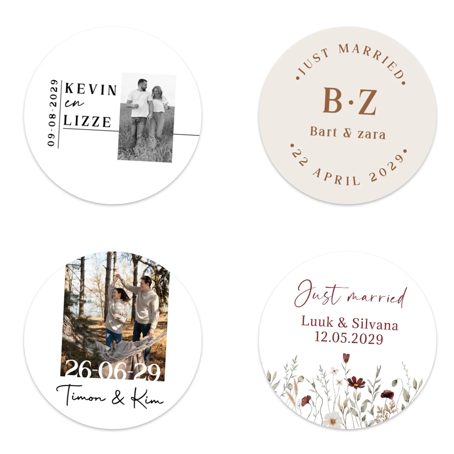 Persoonlijke stickers 6 stuks (7,5cm) - Trouwen - Bedankjes.nl