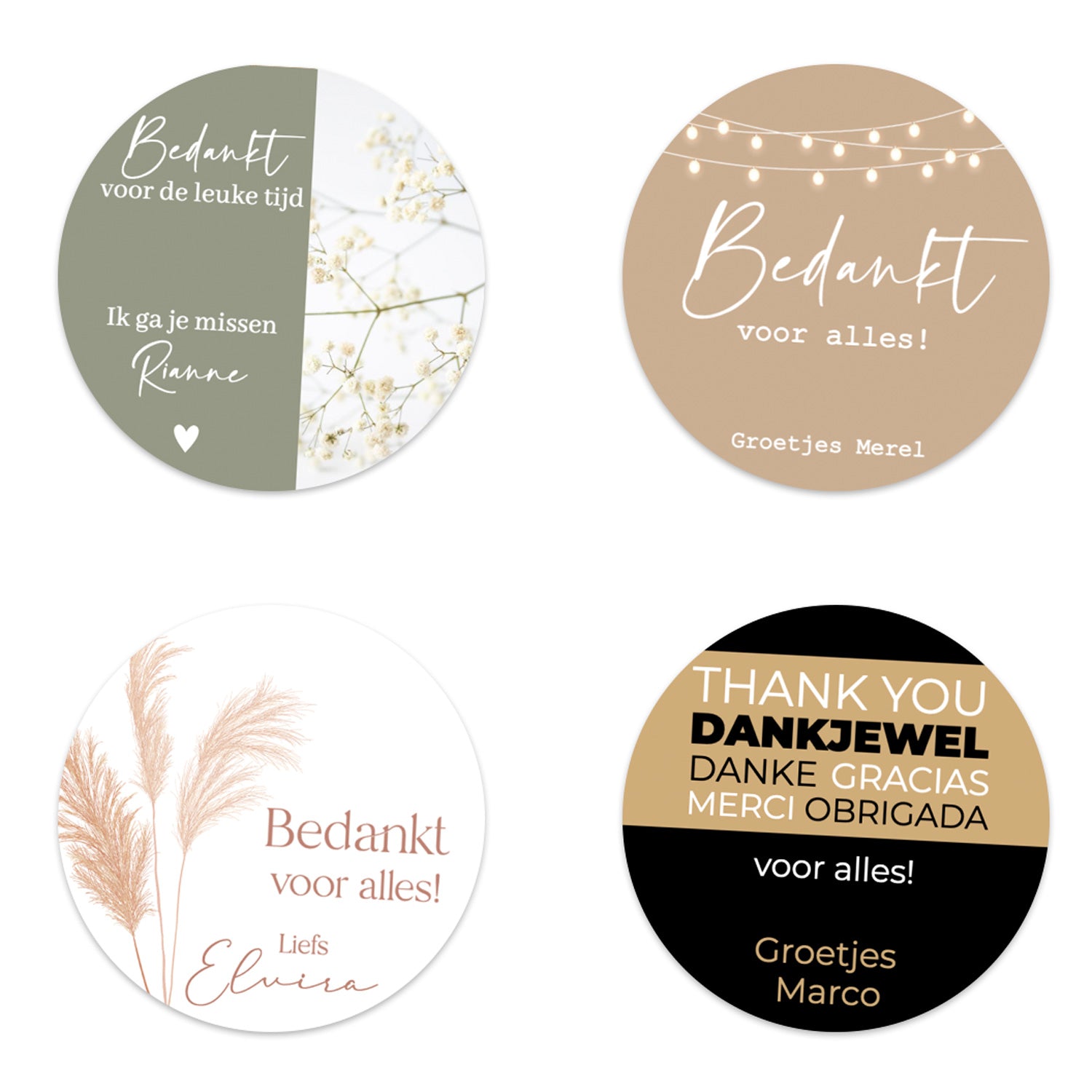 Persoonlijke stickers 6 stuks (7,5cm) - Bedankt - Bedankjes.nl