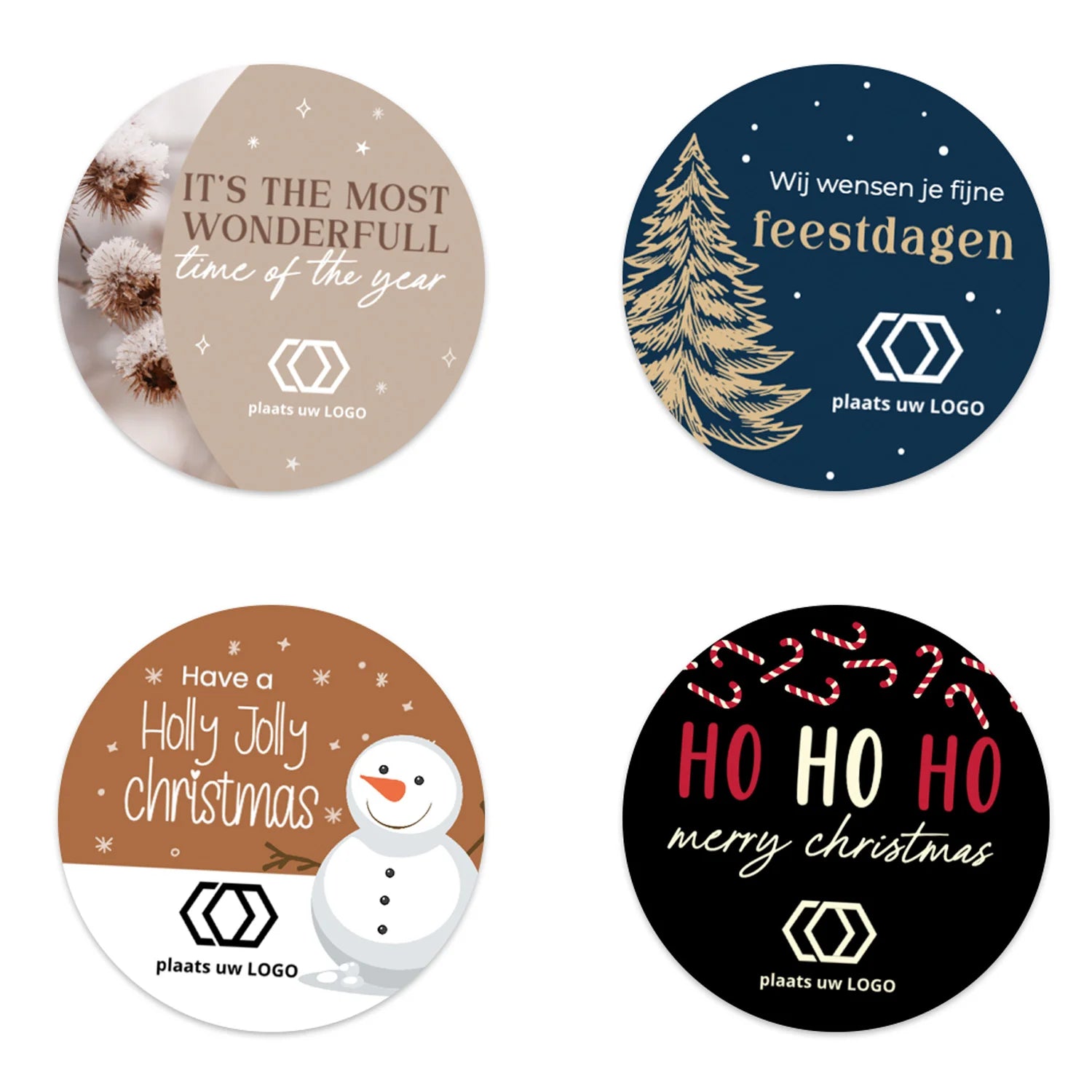 Persoonlijke stickers 6 stuks (7,5cm) - Kerst - Bedankjes.nl