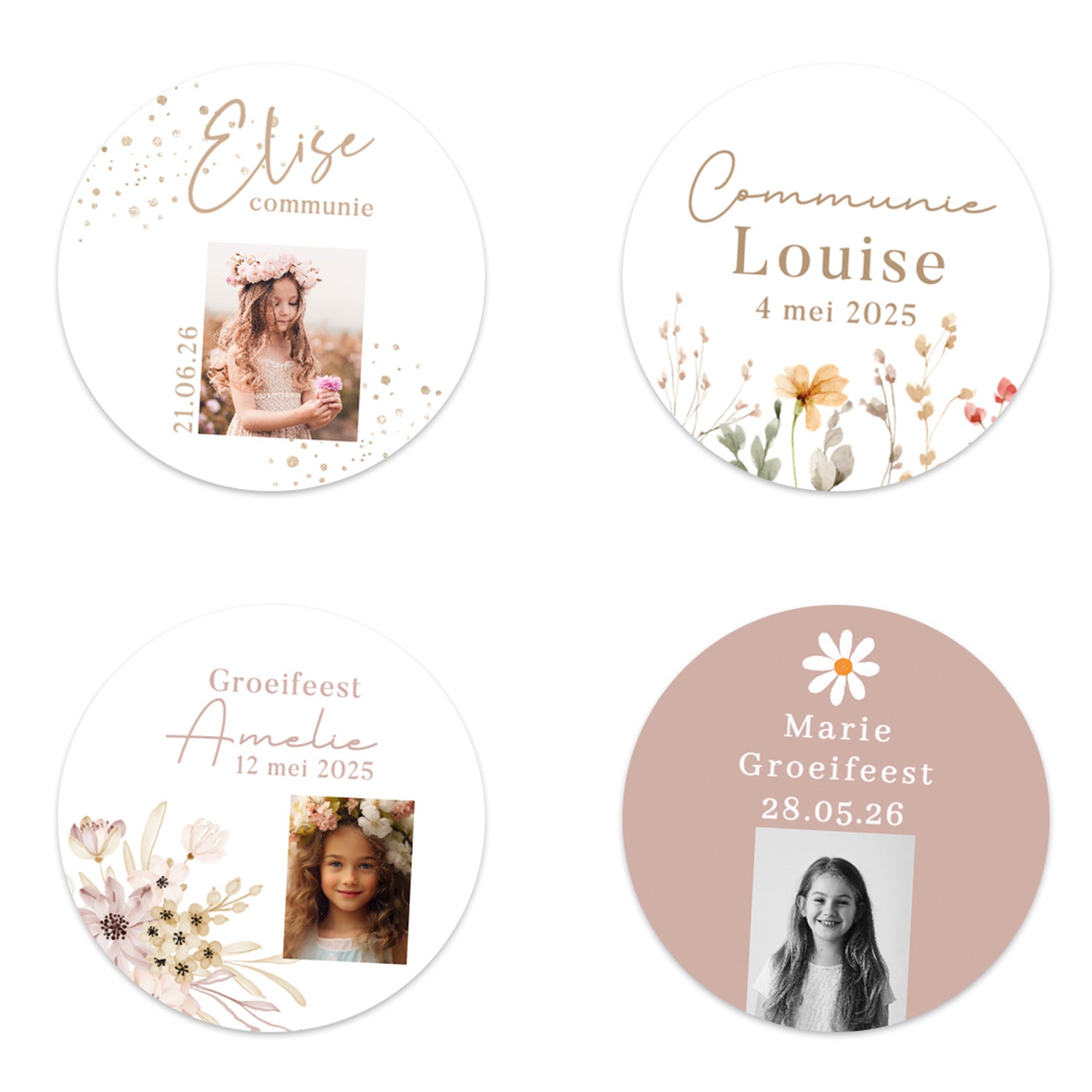 Stickers 6 stuks (7,5cm) - Communie meisjes - Bedankjes.nl