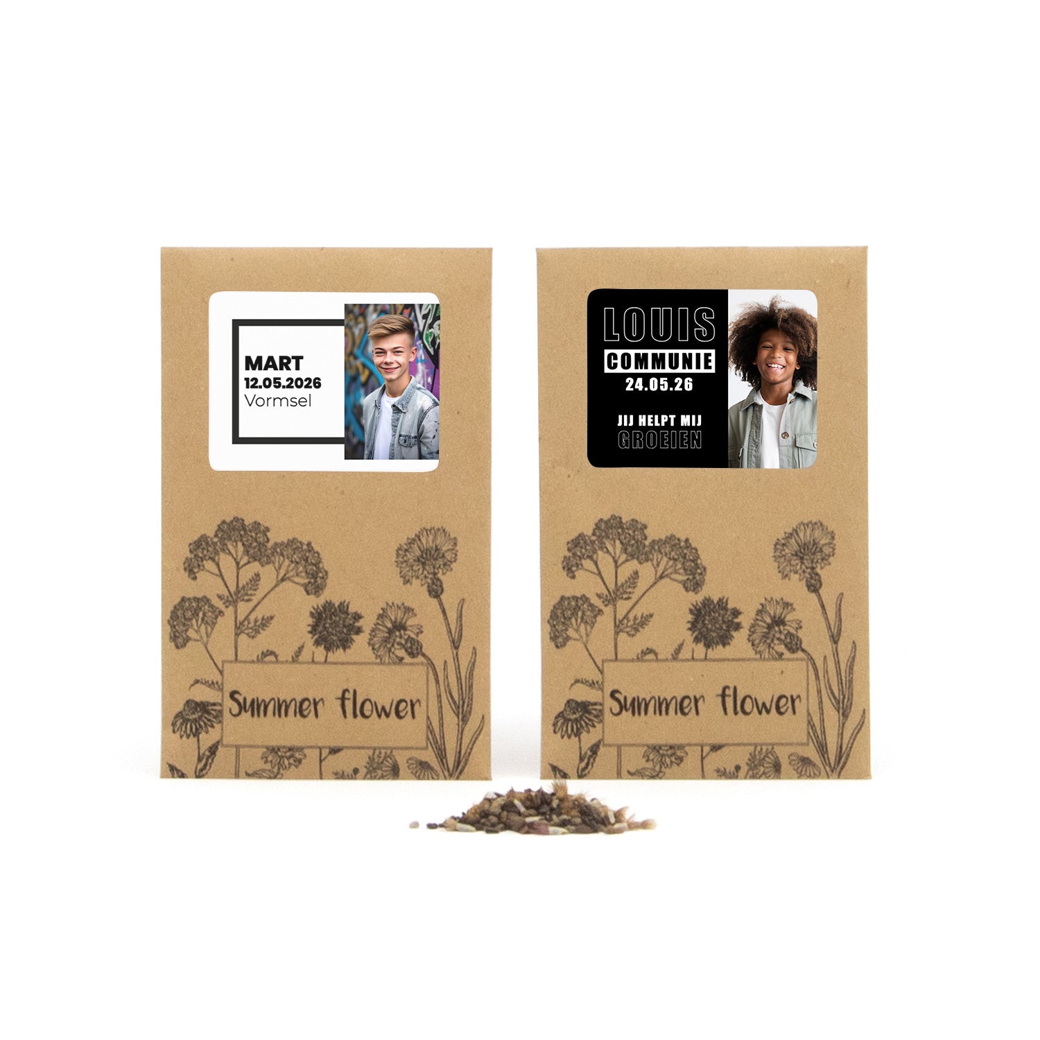 Summer flower zakje - Communie jongen - Bedankjes.nl