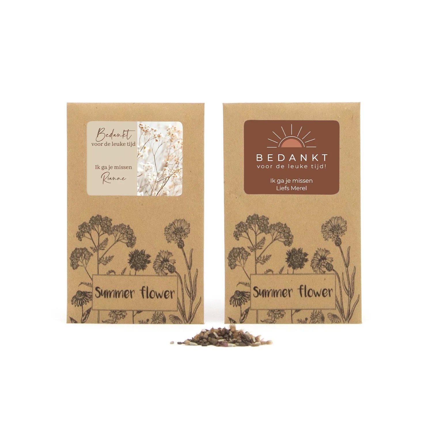 Summer flower zakje - Afscheid collega - Bedankjes.nl