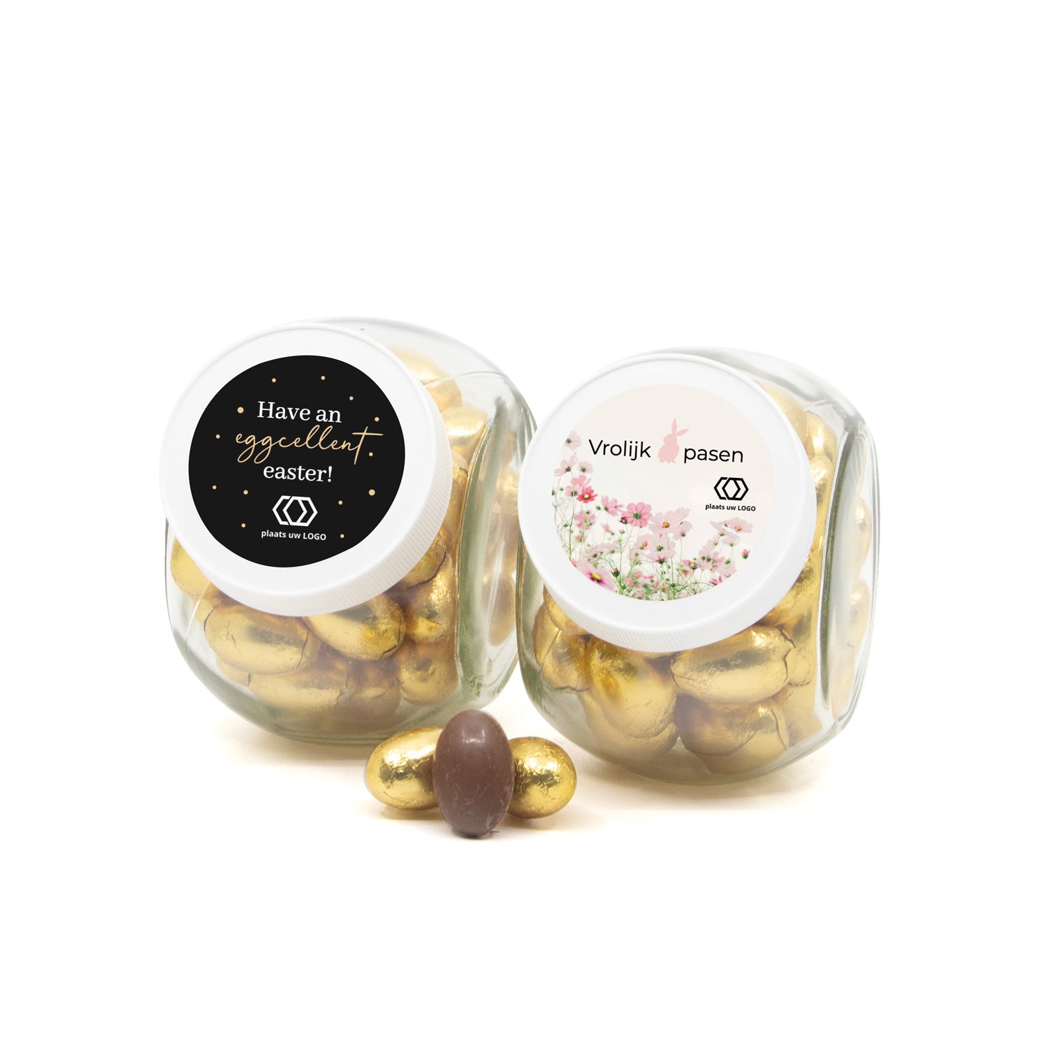 Glazen snoeppot 0,4L met paaseitjes - Pasen - Bedankjes.nl