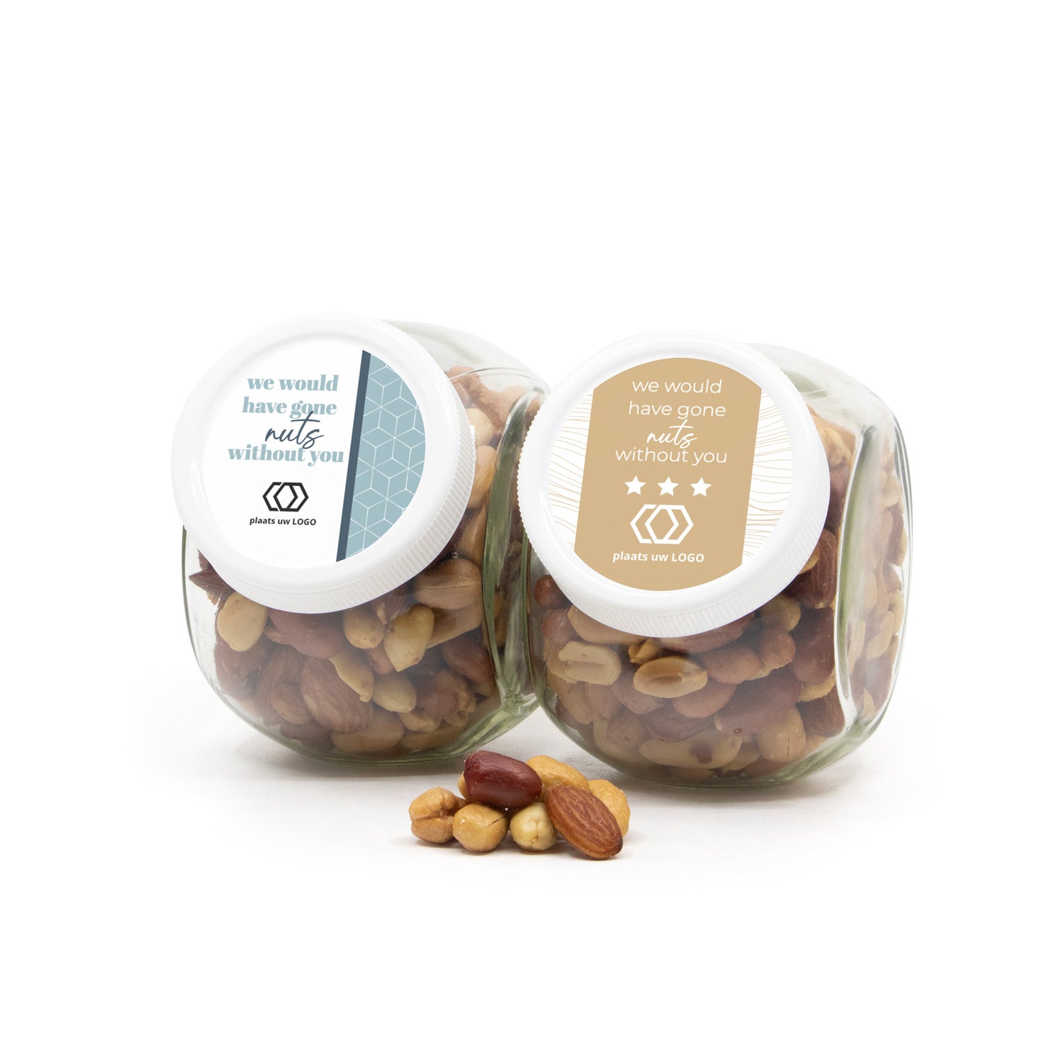 Glazen snoeppot met verse notenmix - Zakelijk - Bedankjes.nl