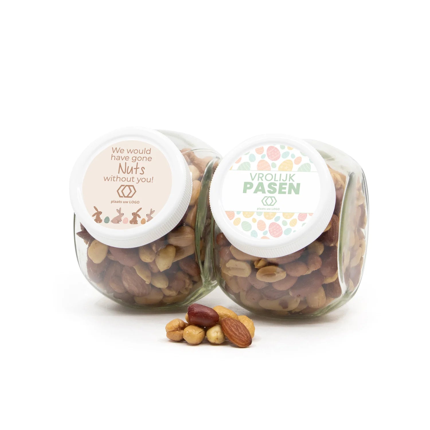 Glazen snoeppot 0,4L met verse notenmix - Pasen - Bedankjes.nl