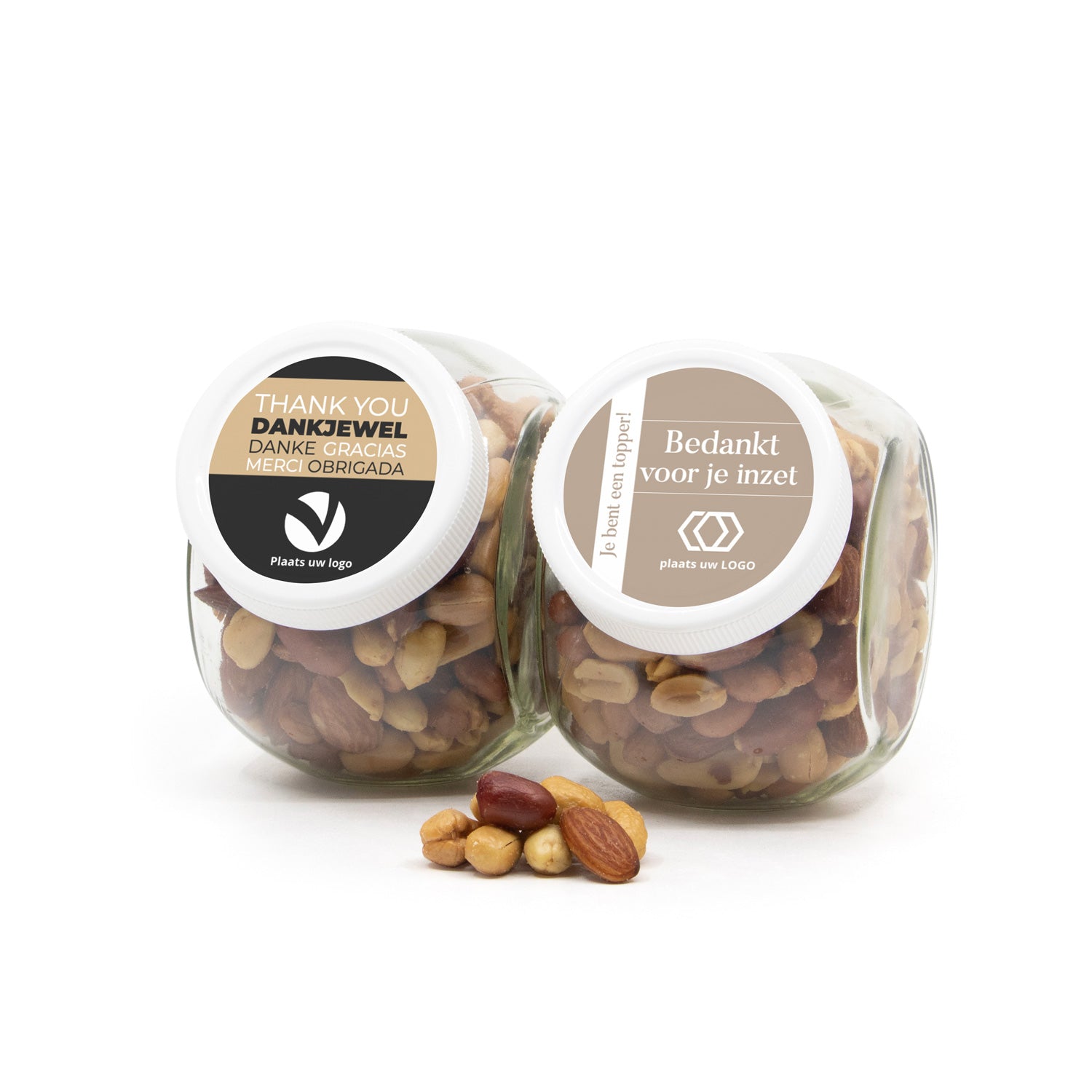 Glazen snoeppot met verse notenmix - Zakelijk - Bedankjes.nl