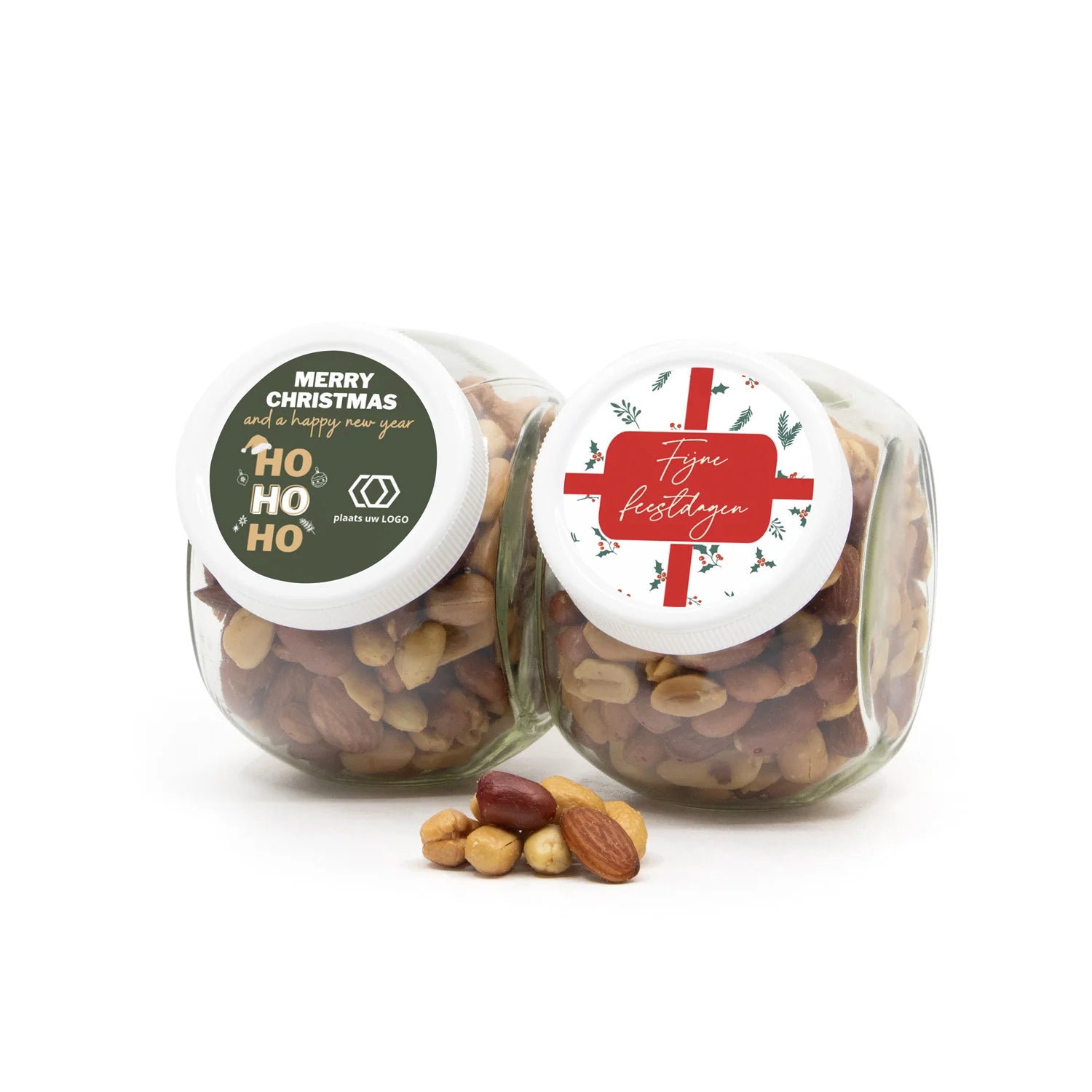 Glazen snoeppot 0,4L met verse notenmix - Kerst - Bedankjes.nl