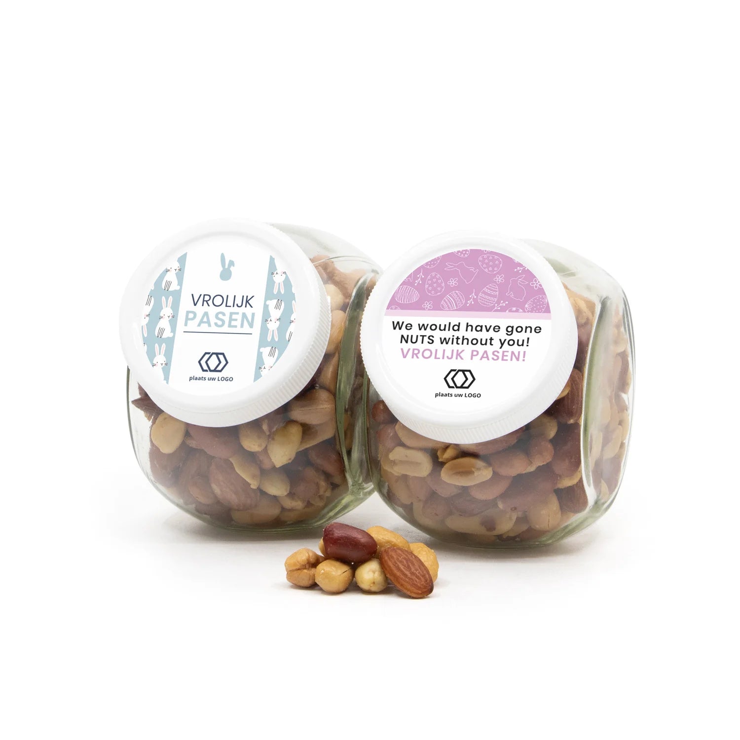 Glazen snoeppot 0,4L met verse notenmix - Pasen - Bedankjes.nl