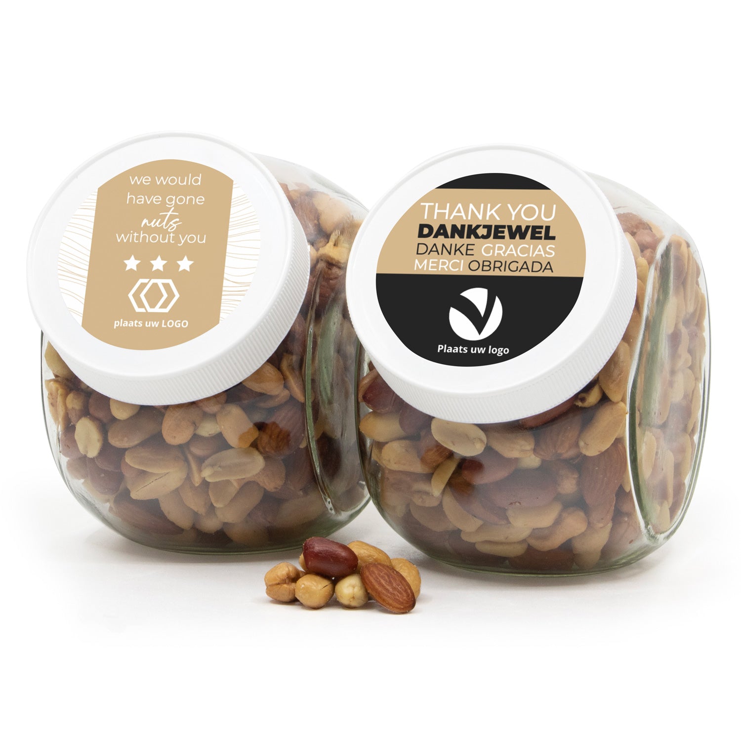 Glazen snoeppot 0,9L met verse notenmix - Zakelijk - Bedankjes.nl