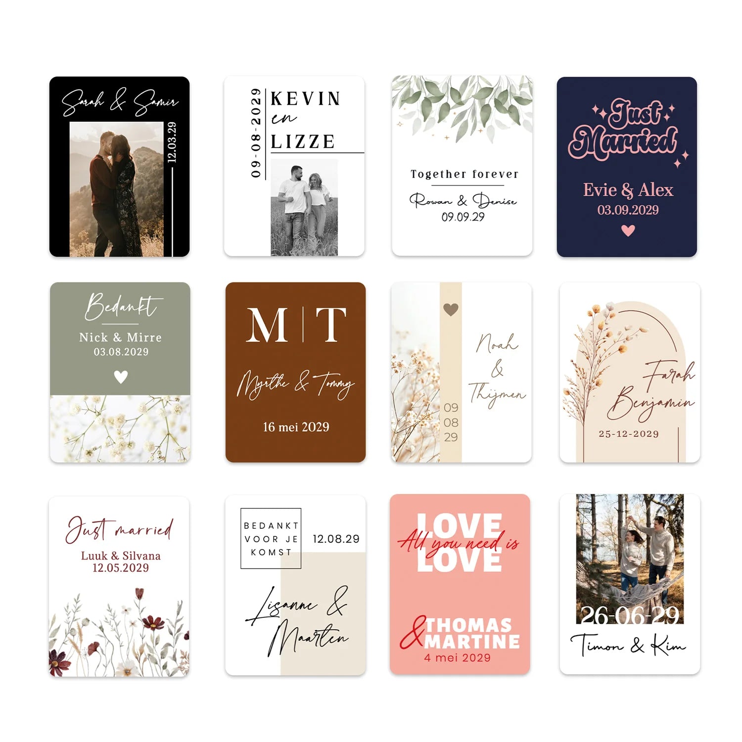 Persoonlijke stickers 30 stuks (3,5 x 4,5 cm) - Trouwen - Bedankjes.nl