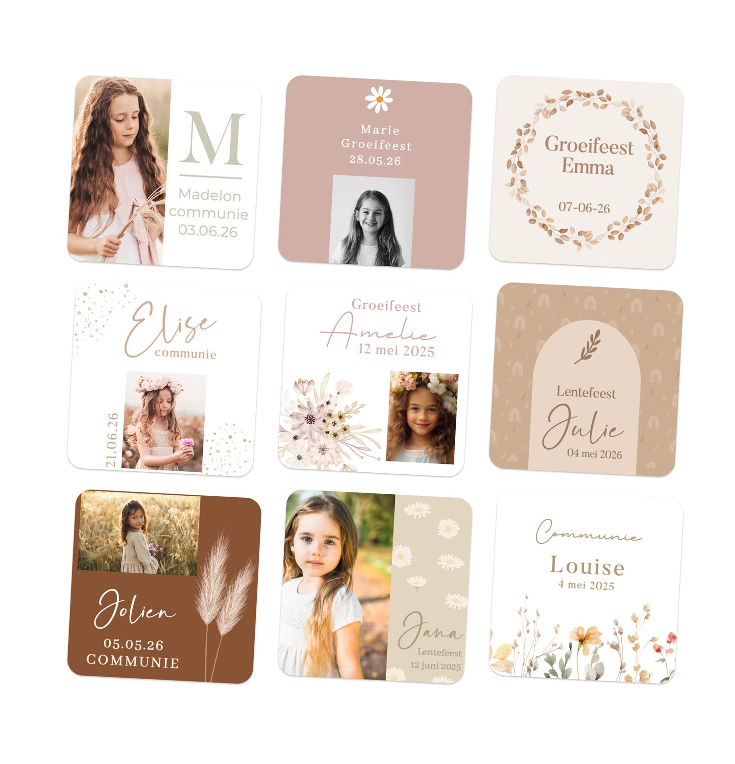 Sticker 15 stuks (5 x 5cm) - Communie meisjes - Bedankjes.nl