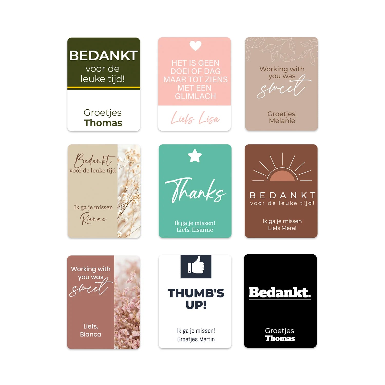 Persoonlijke stickers 30 stuks (3,5 x 4,5 cm) - Collega - Bedankjes.nl