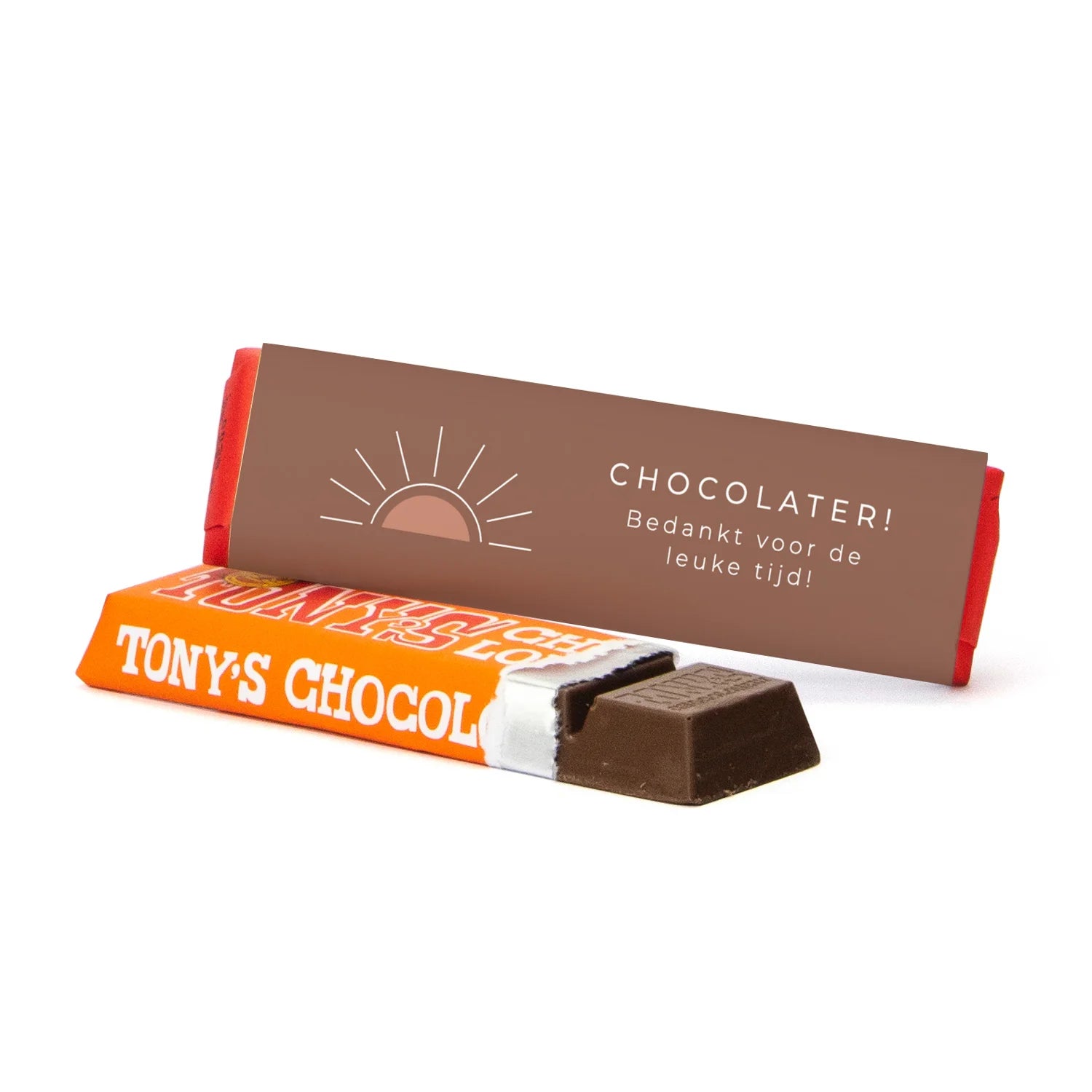 Tony Chocolonely 50 gram met eigen wikkel - Afscheid Collega's - Bedankjes.nl
