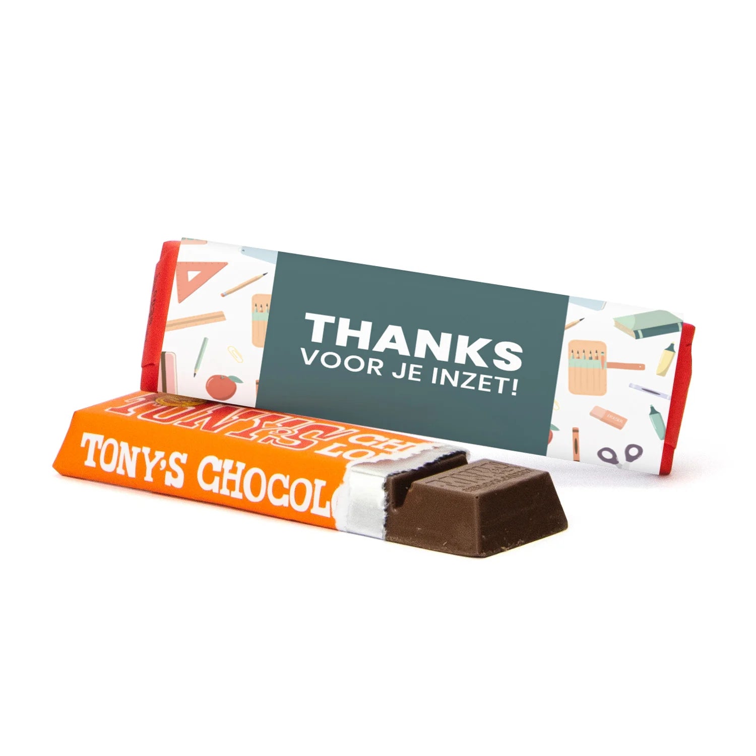 Tony Chocolonely 50 gram met eigen wikkel - Leraar - Bedankjes.nl