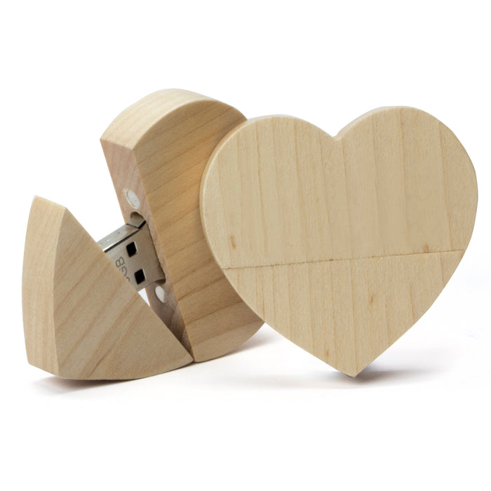 USB stick hout in hartvorm