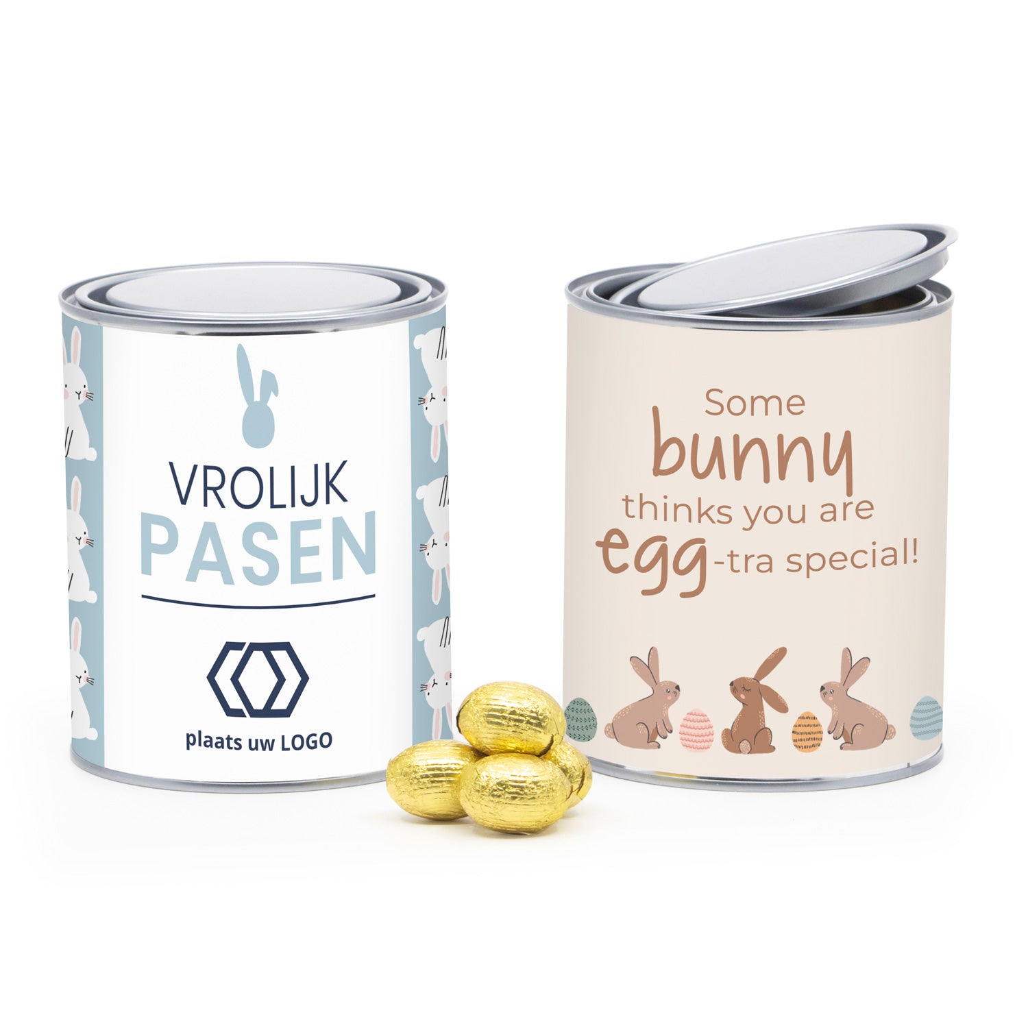 Verfblik 1 liter met paaseitjes en eigen wikkel - Pasen - Bedankjes.nl