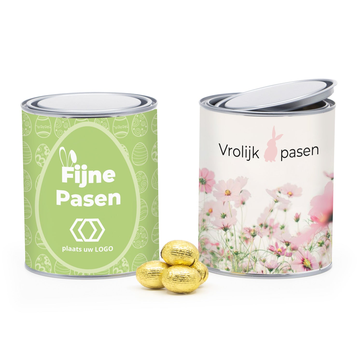 Verfblik 1 liter met paaseitjes en eigen wikkel - Pasen - Bedankjes.nl