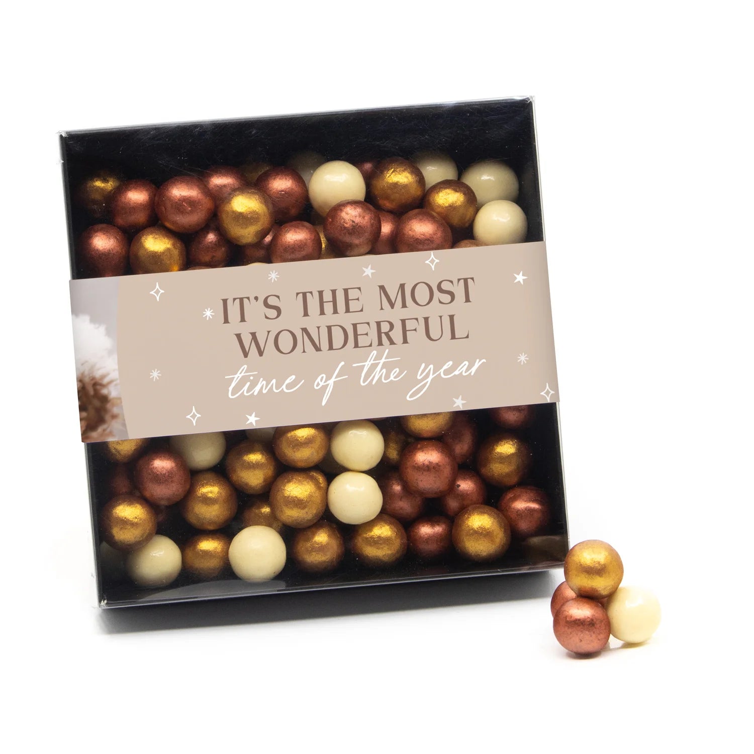 Vensterdoos zwart met kerstpearls - Kerst