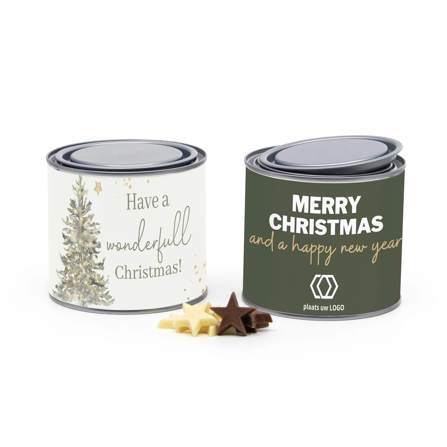 Verfblik medium chocolade met eigen wikkel - Kerst - Bedankjes.nl