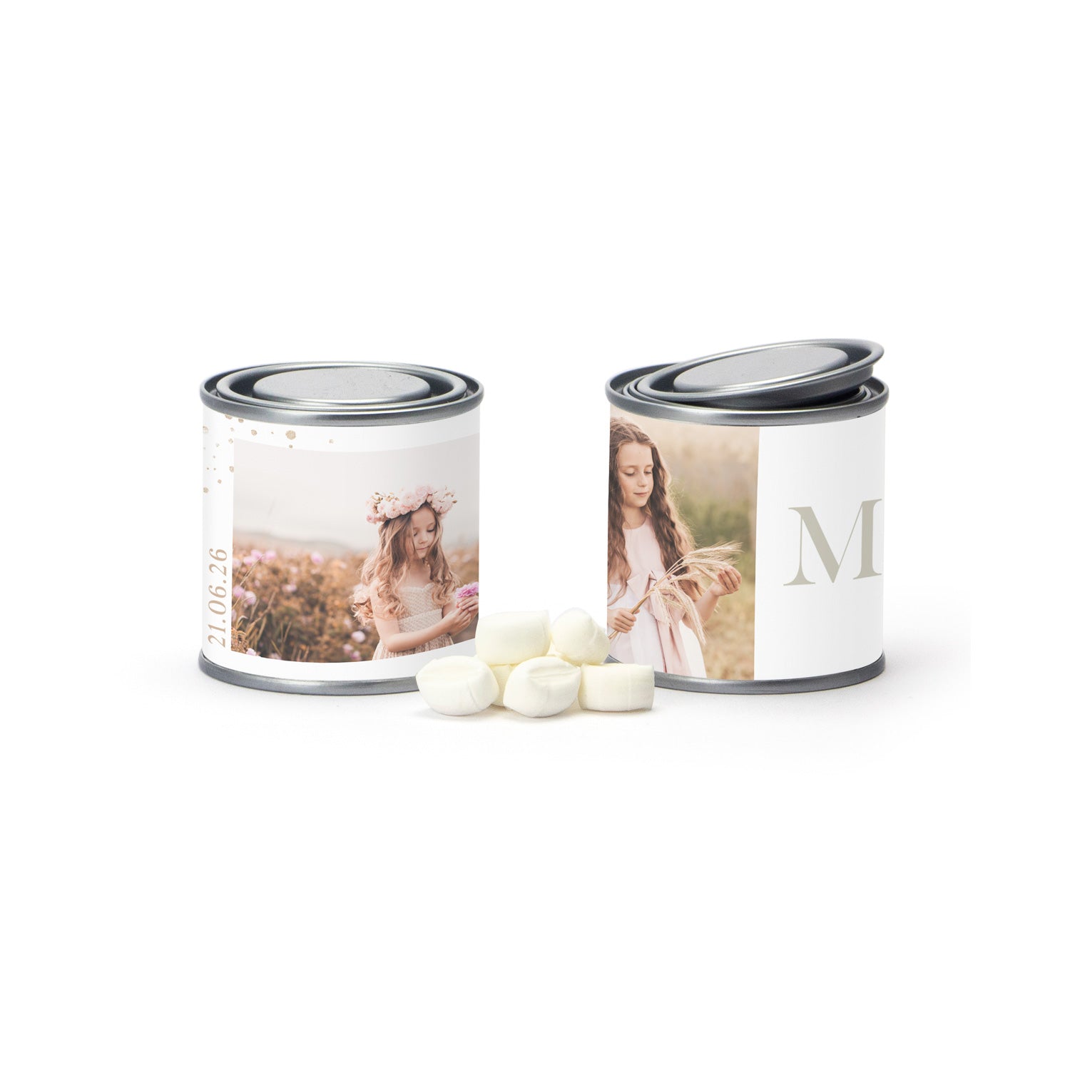 Verfblikje met snoepjes - Communie meisje - Bedankjes.nl